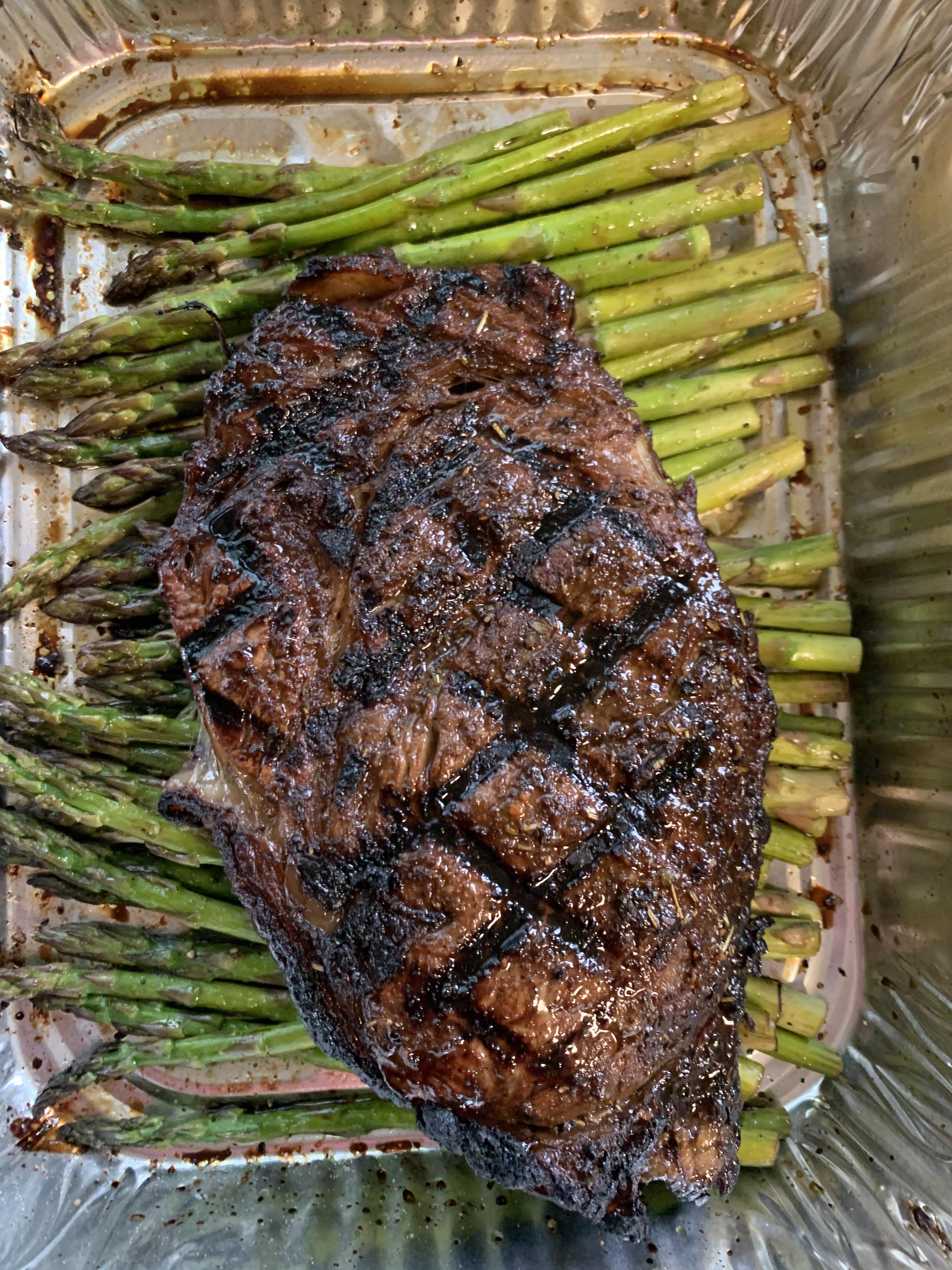 Ribeye Grilled for about 4 minutes a side (2 minutes then rotated 90