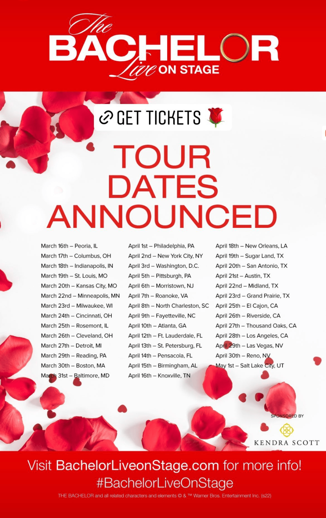 Bachelor Live on Stage Cities and Tour Dates (sadly no stops in Canada 🥲). Who's going? 👀 r