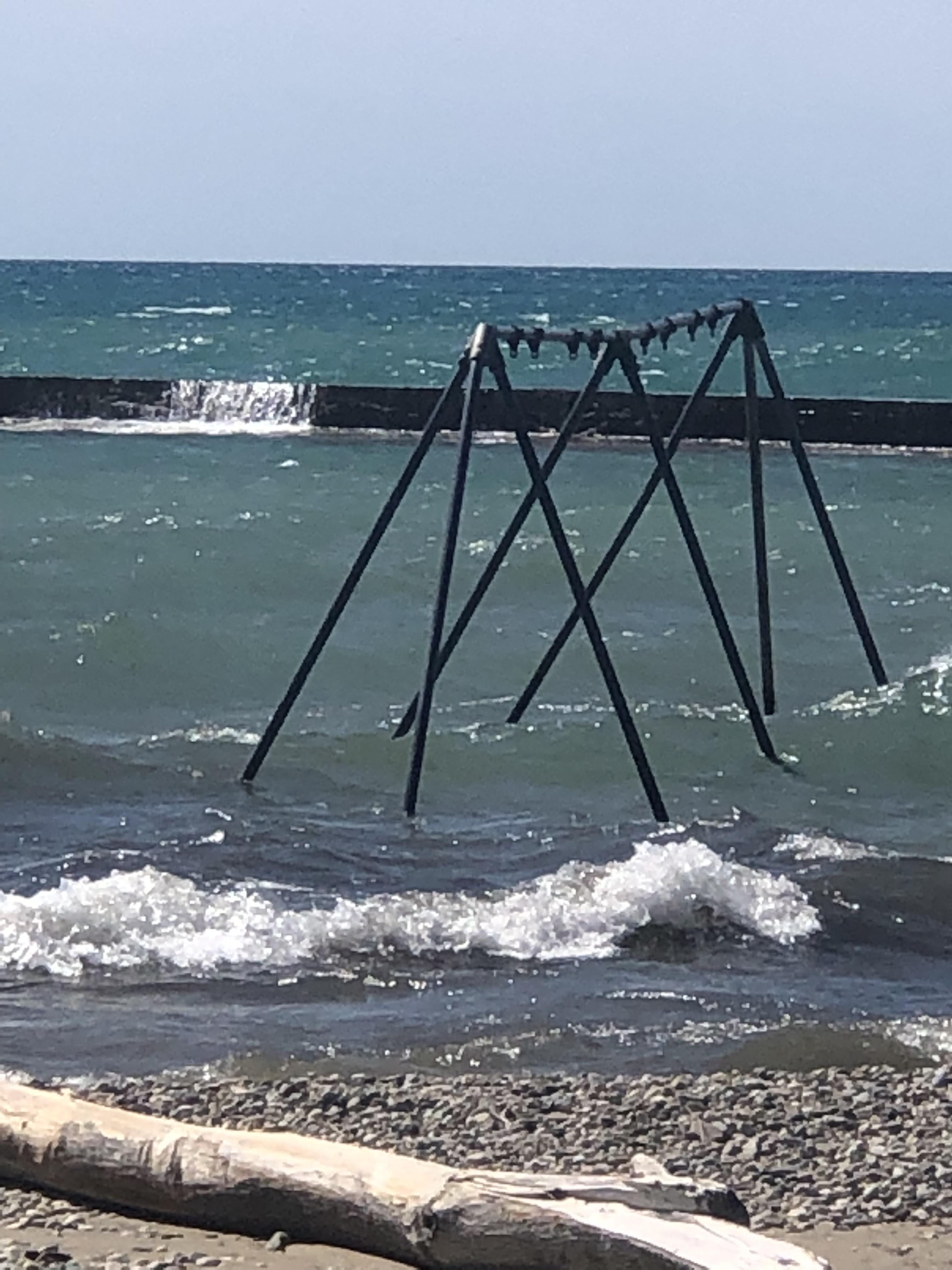 High water level floods swing on Lake Huron, in Port Elgin. You can see