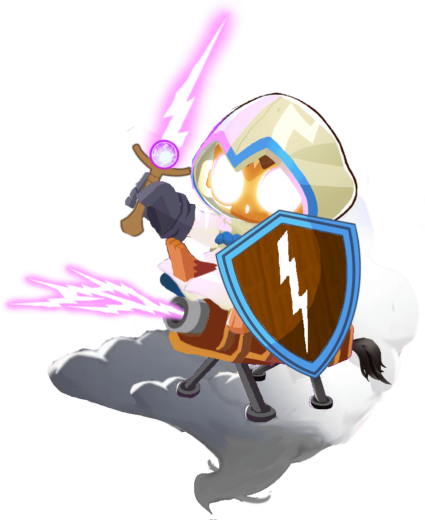 The Superstorm Knight and his trusty Sentry Horse btd6