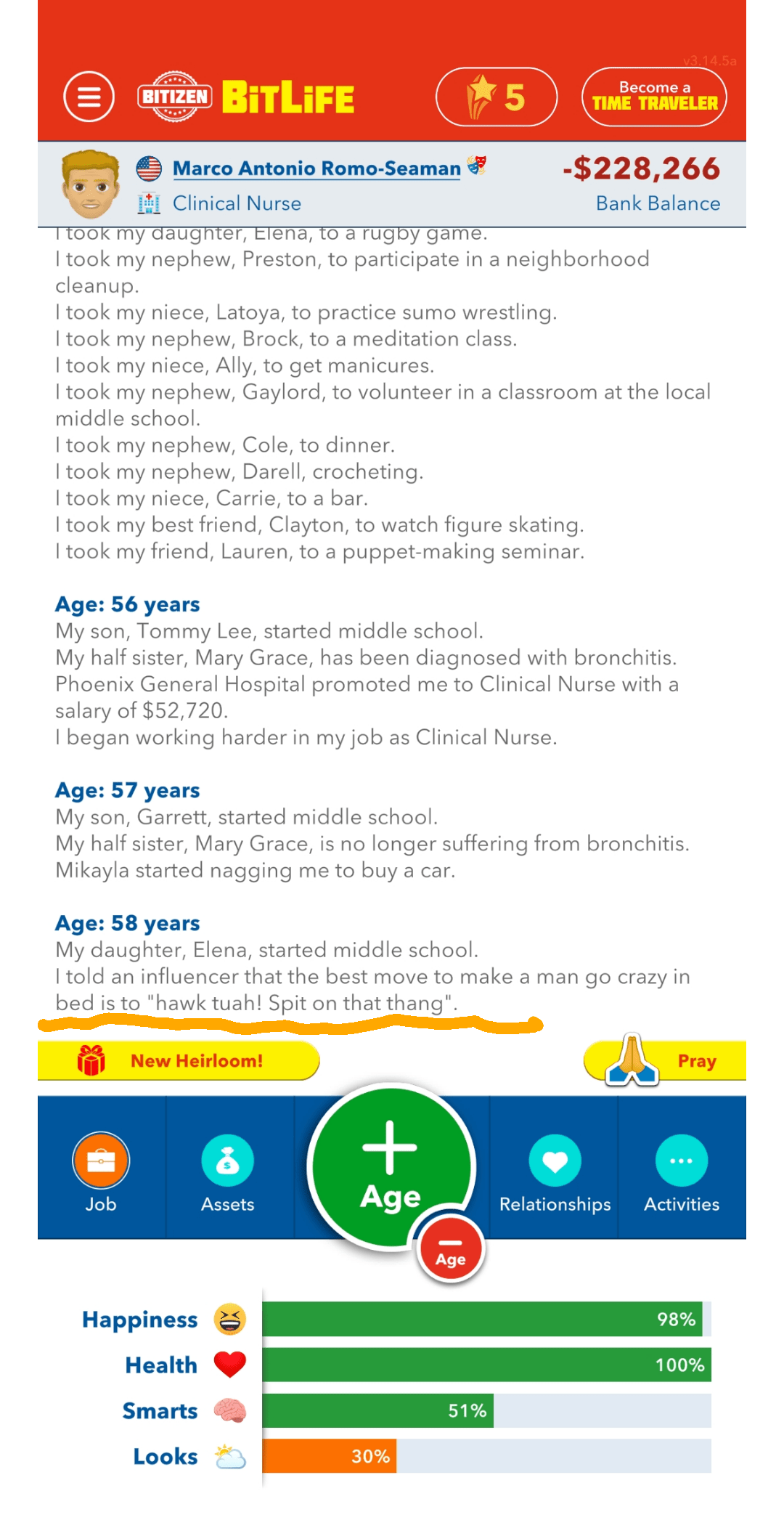 Hawk Tuah has made it to bitlife. r/bitlife