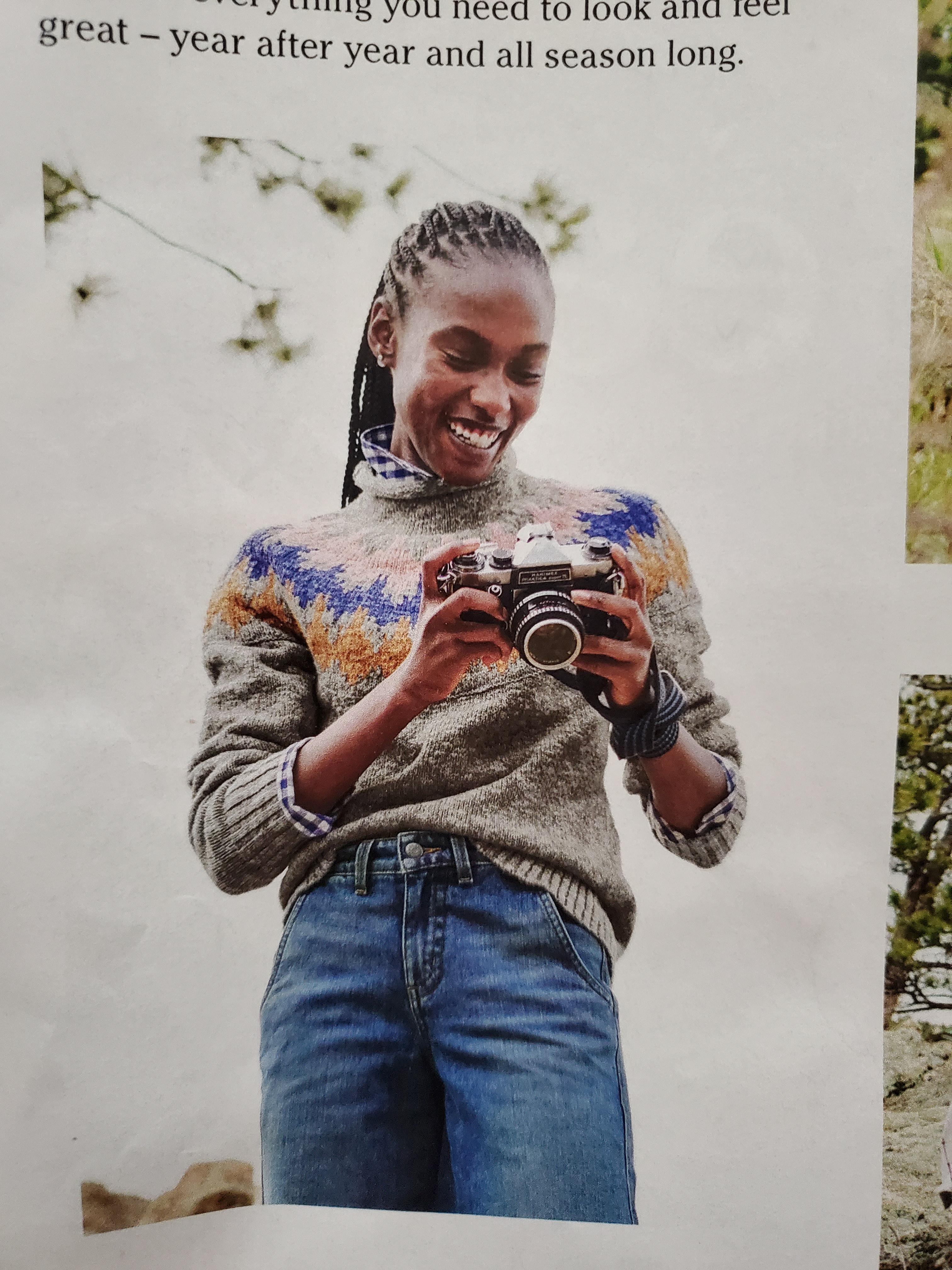 Was this LL Bean model instructed to check out the photos she took on