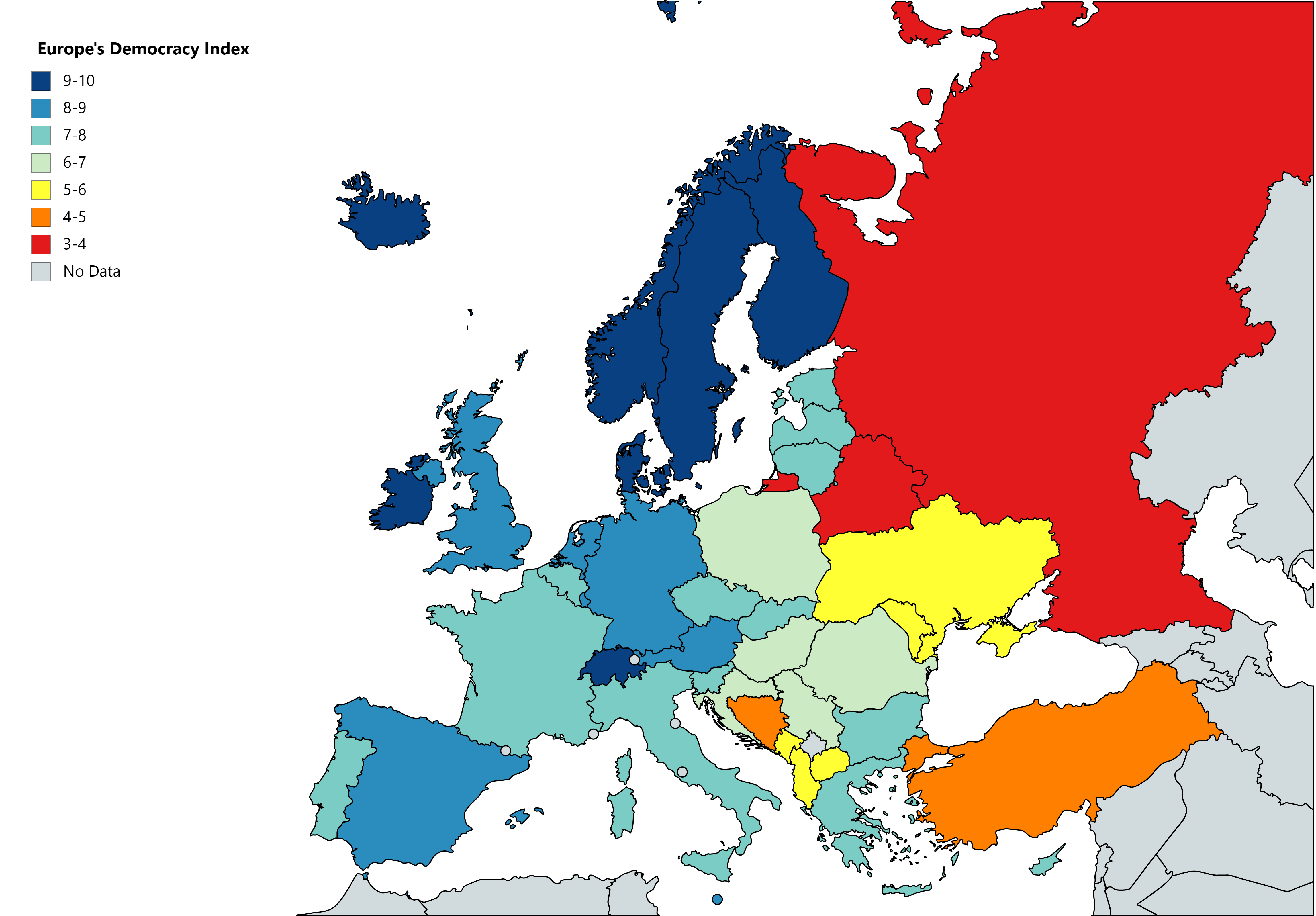 Europe's Democracy Index [4592x3196] r/MapPorn