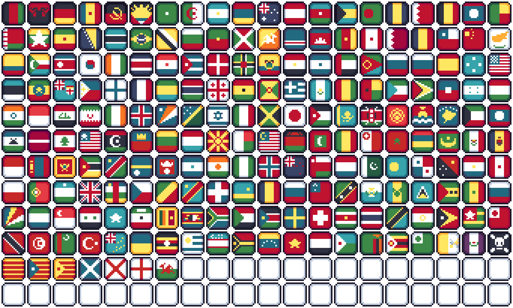 Small pixelart icons of every national flag vexillology