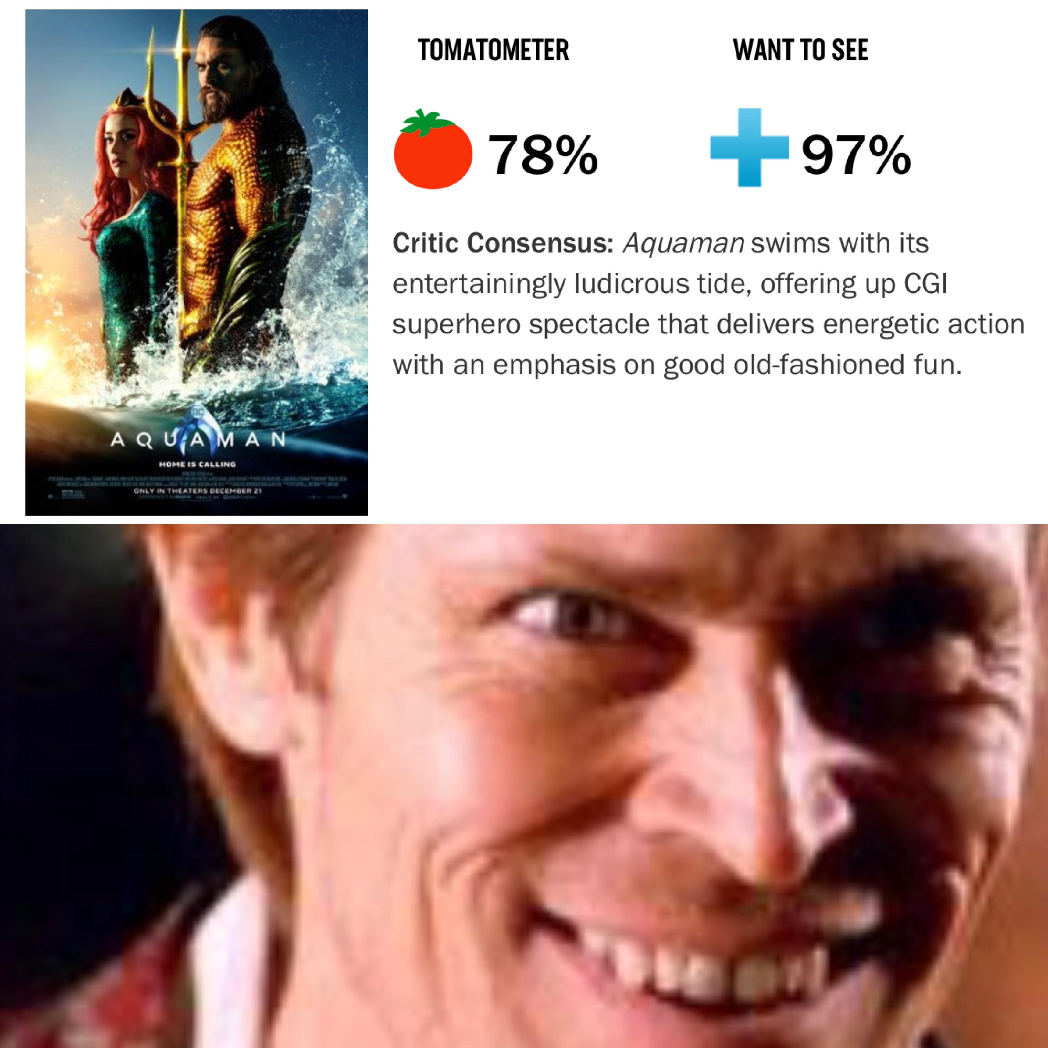 When you look at the Aquaman reviews and remember Willem Dafoe is in it