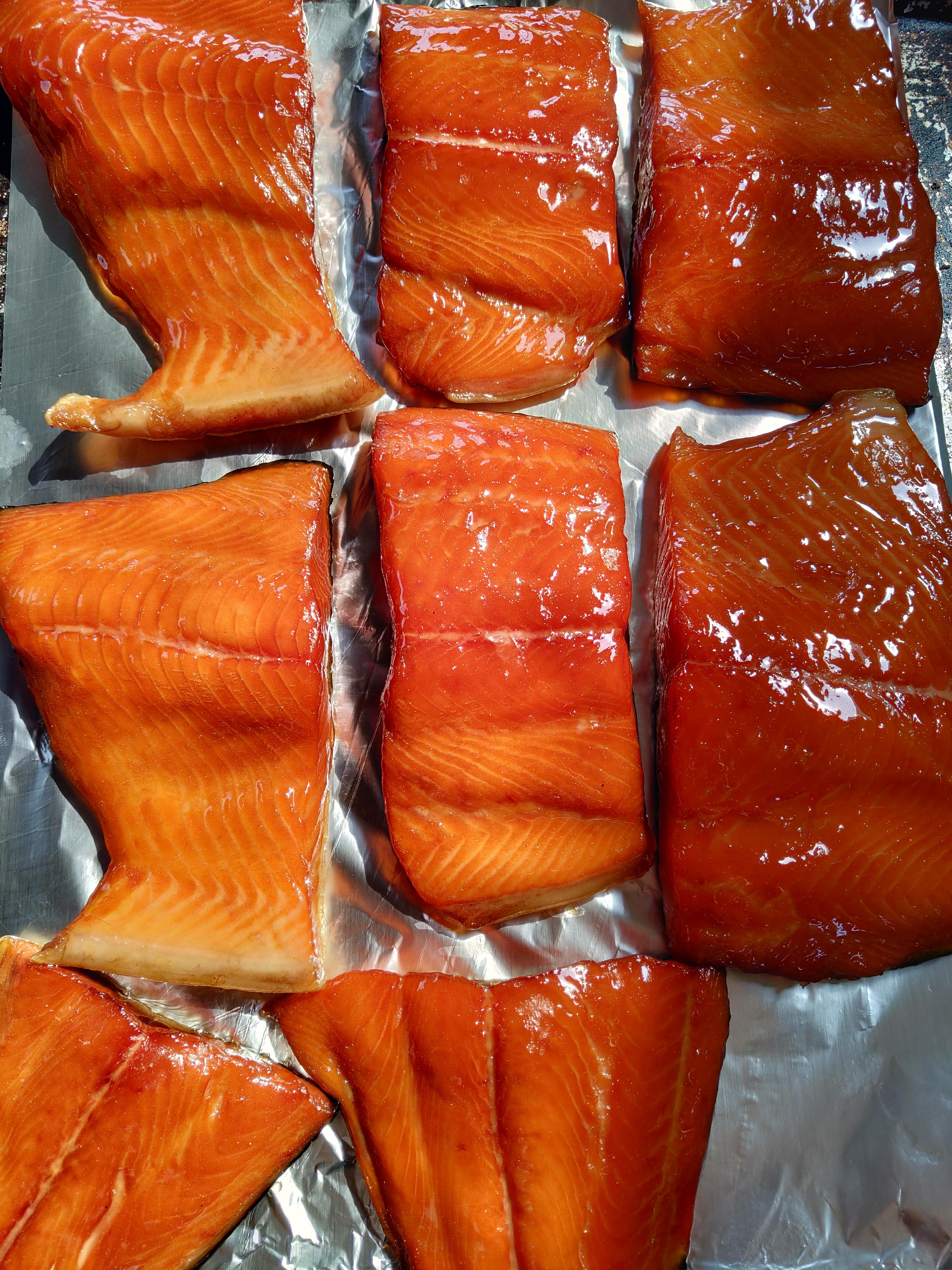 Wild caught smoked salmon smoking