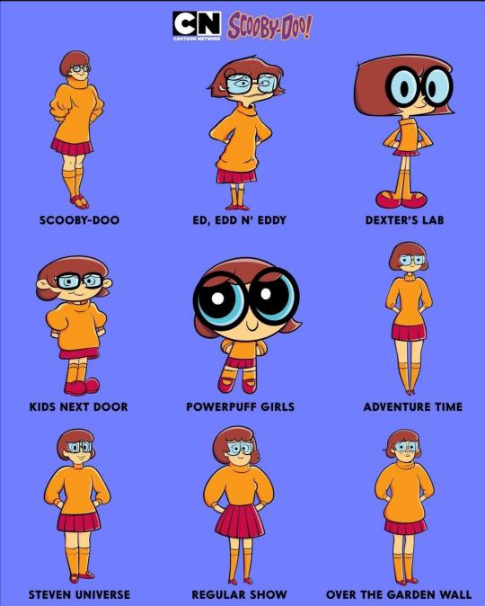 Velma in different form of cartoon styles r/coolguides