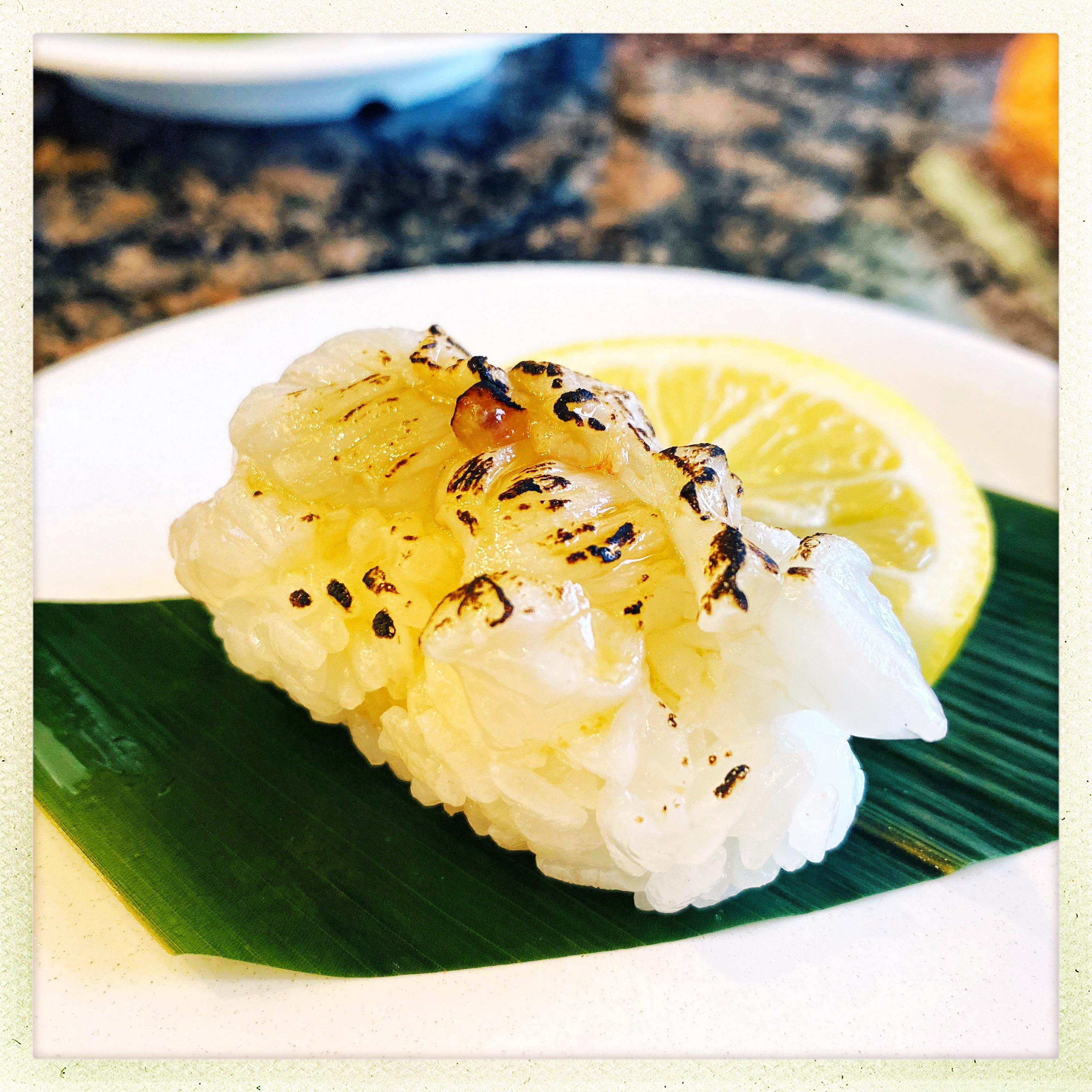 Lobster sushi lightly seared with butter on top r/JapaneseFood