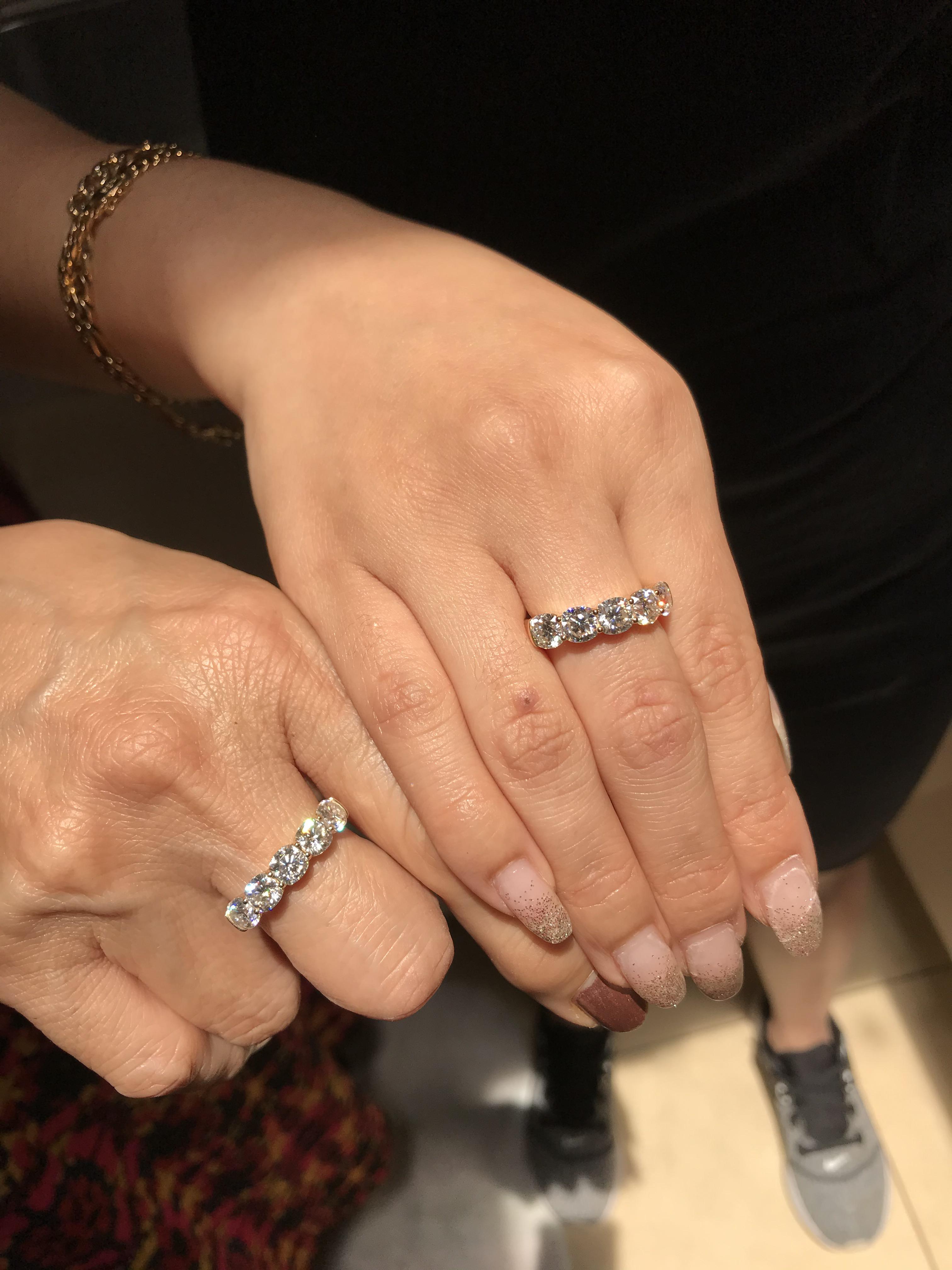 Our 5 stone motherdaughter rings arrived!! r/Moissanite