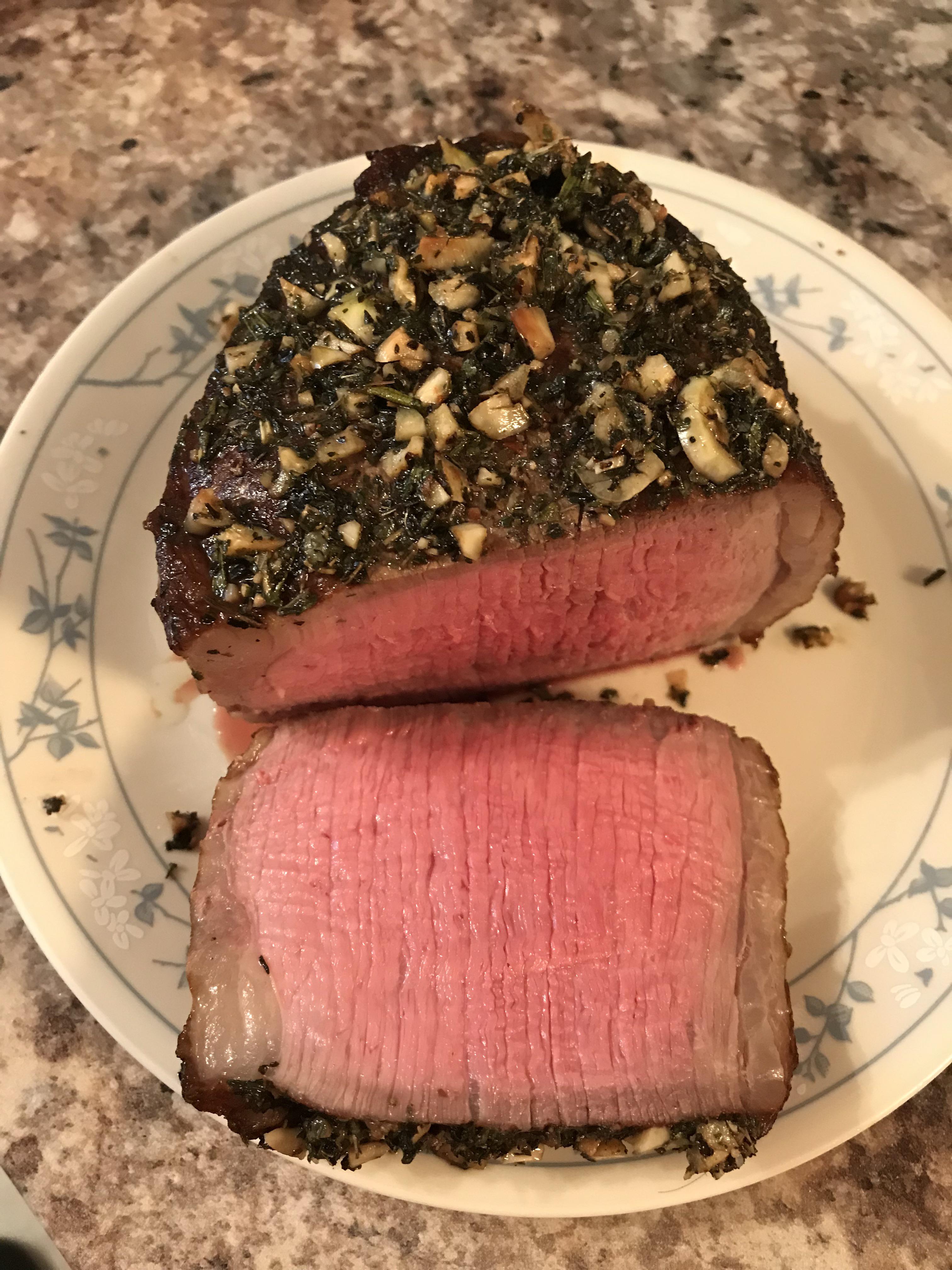 I made [homemade] medium rare beef roast food
