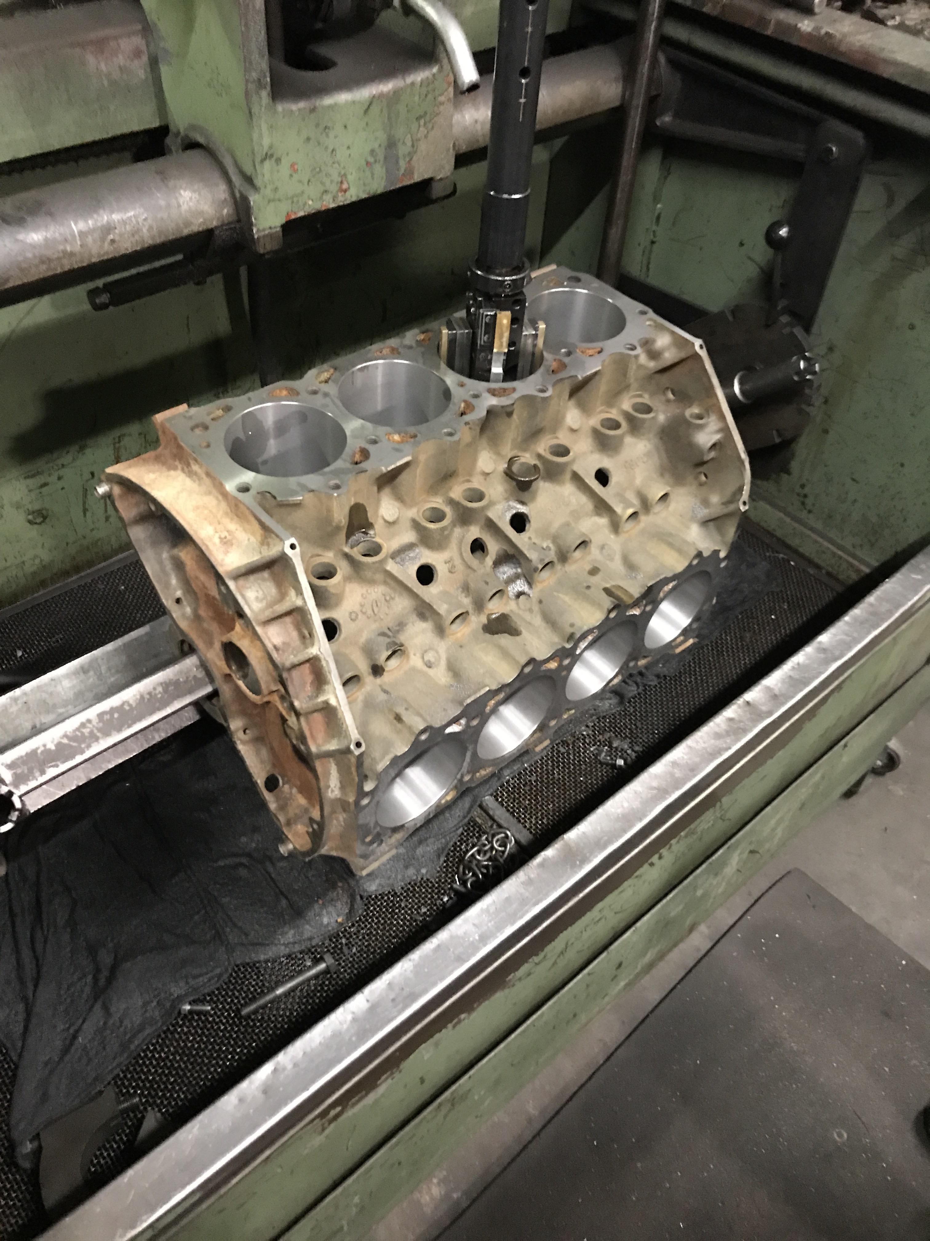 My 360 being honed by Yosemite Machine in Modesto. Can't wait to get it back in one piece. Jeep