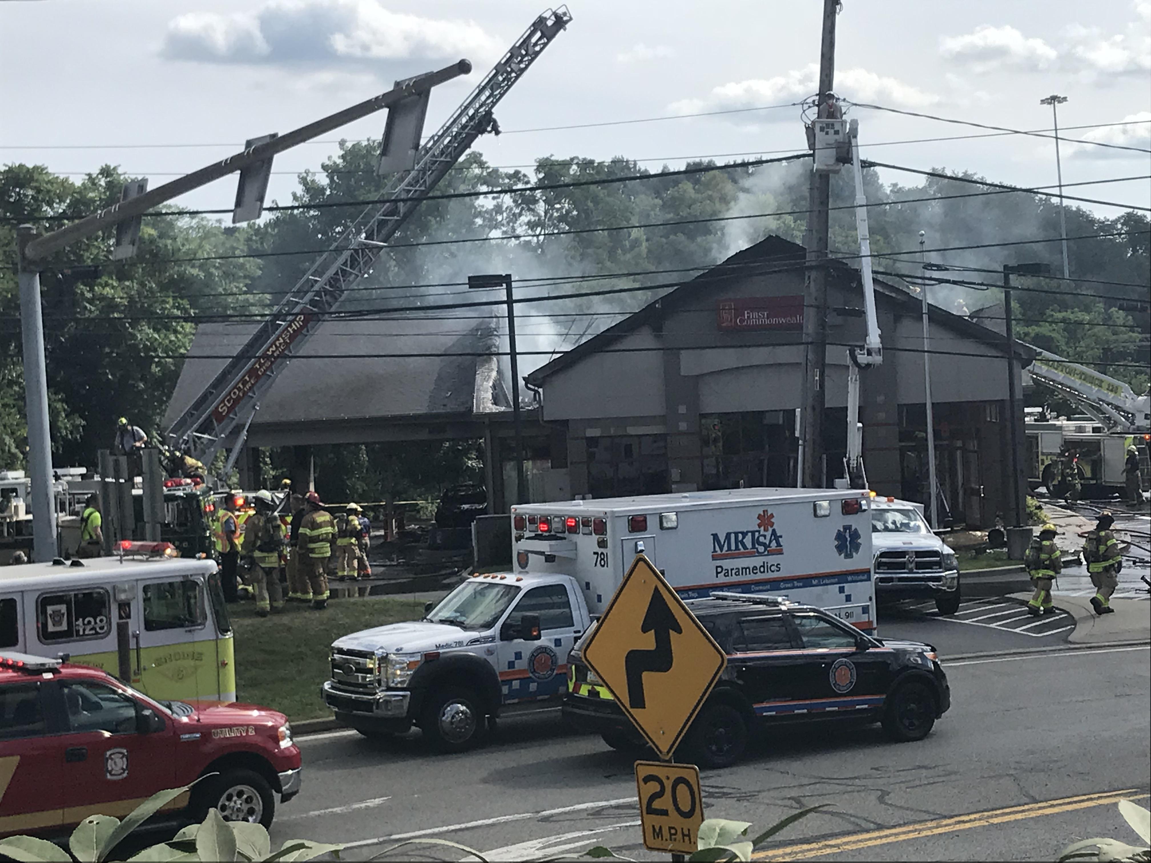 Photo from the Bank Fire in Greentree today. The car pulled into the