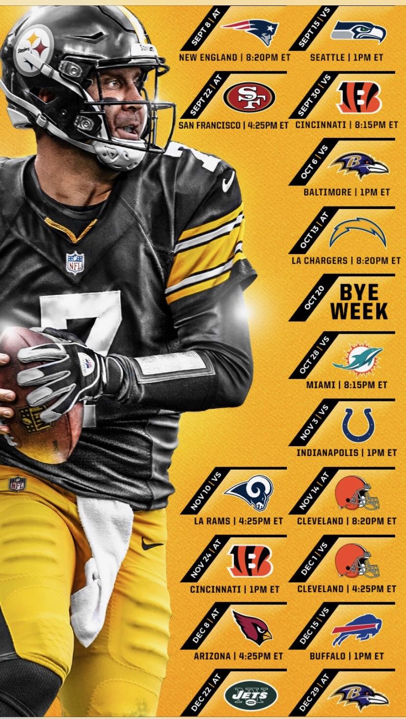 2019 Steeler Schedule r/steelers