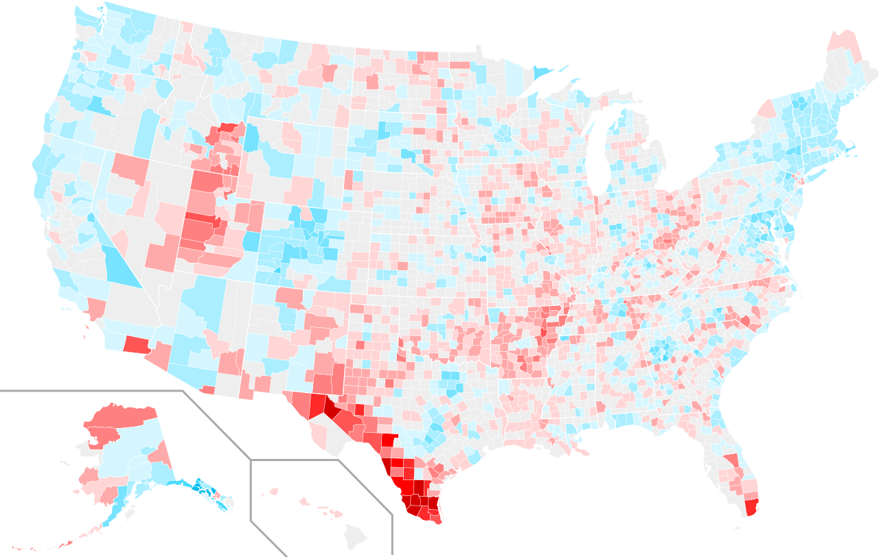 The 201620 county shifts map is so unsatisfying to look at. r/YAPms