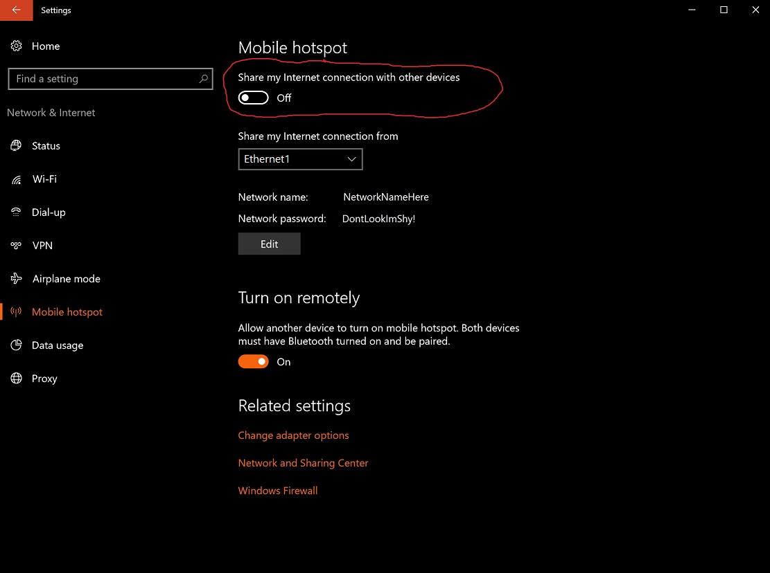 Windows 10 Mobile Hotspot to tether phone to PC r/vridge