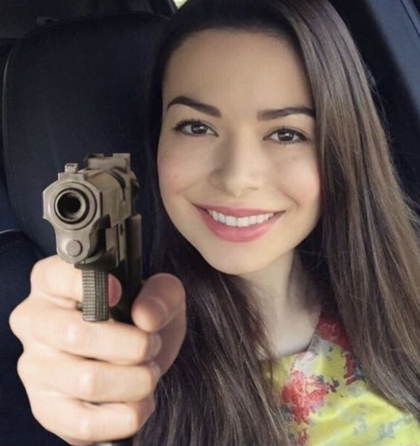 Miranda Cosgrove Holding Gun Meme / Roblox Prison Life How To Punch