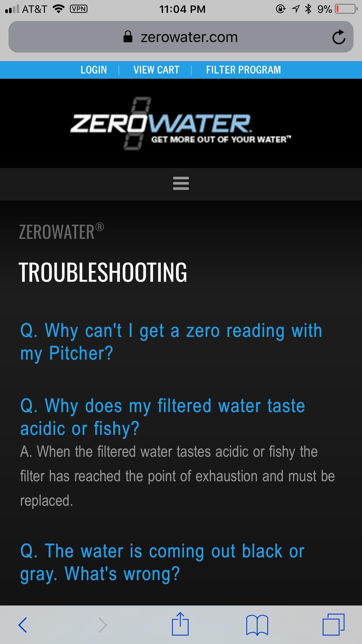 This water filter “tastes acidic/fishy” when it’s been used long enough