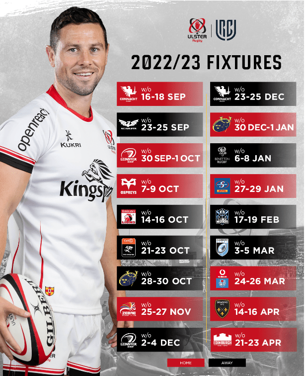 Ulster URC Fixtures 2022/2023 rugbyunion