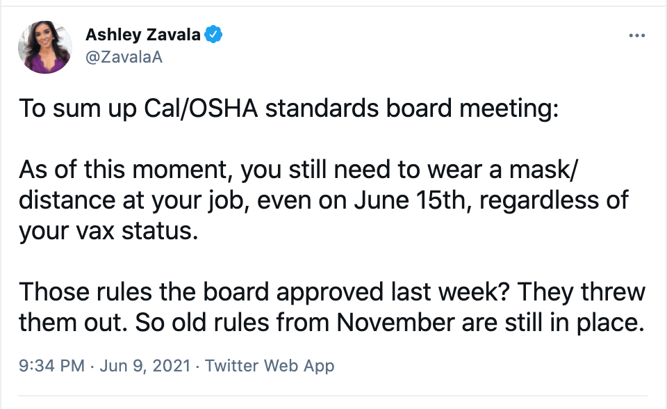 California to drop COVID workplace mask rules for vaccinated people