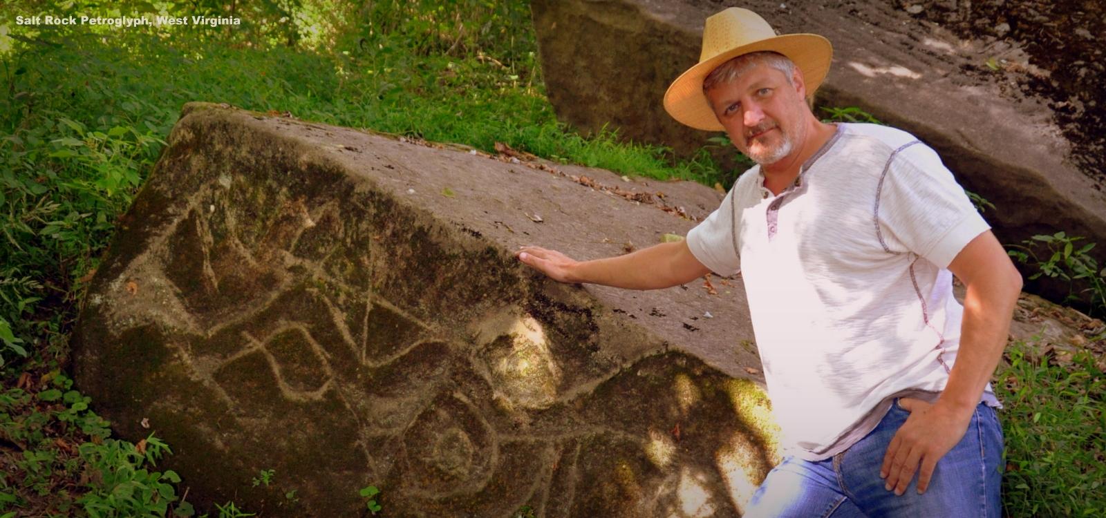 Historian David Sibray visits endangered Salt Rock, WV, archaeological