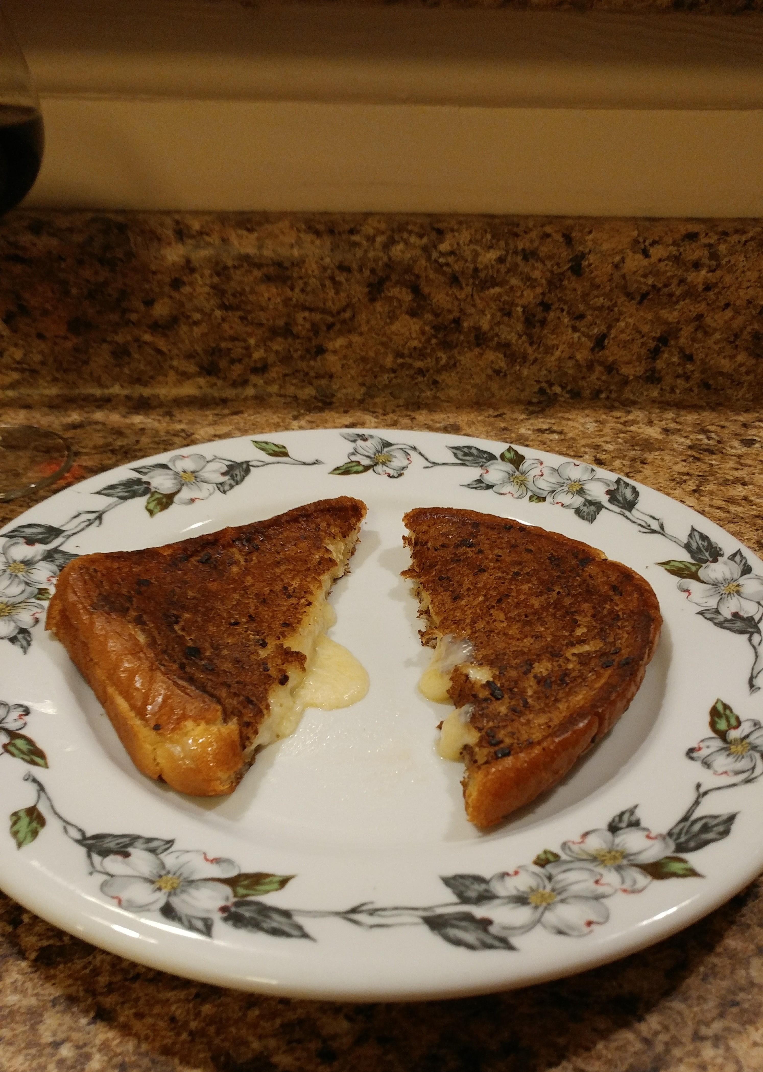 Black Garlic Mayo on Hawaiian Bread with Seriously Sharp Cheddar Cheese