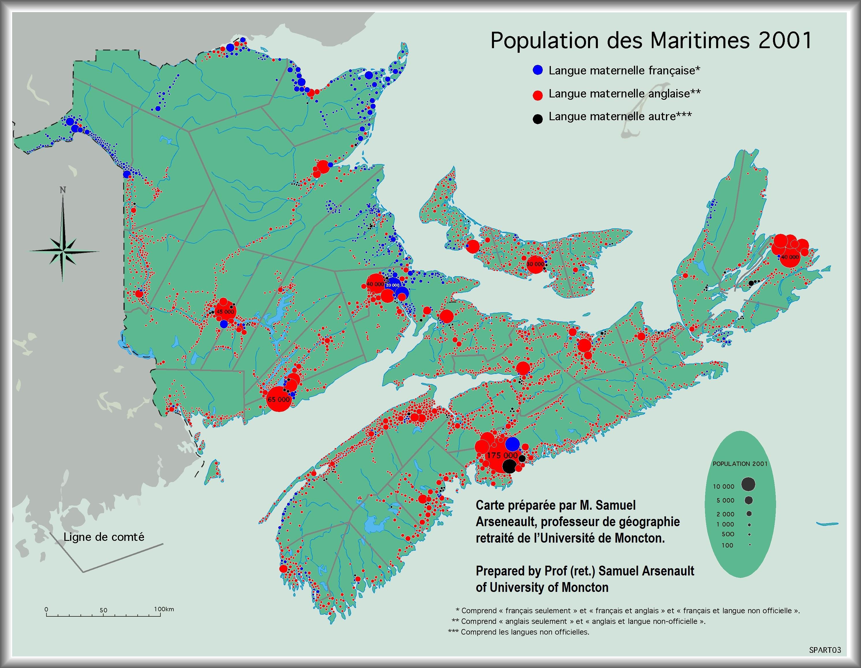 Pourquoi Choisir La Carte Maritime Du Canada Comme Destination De Voyage? Population Centers in the Canadian Maritimes, by Language (2001) MapPorn
