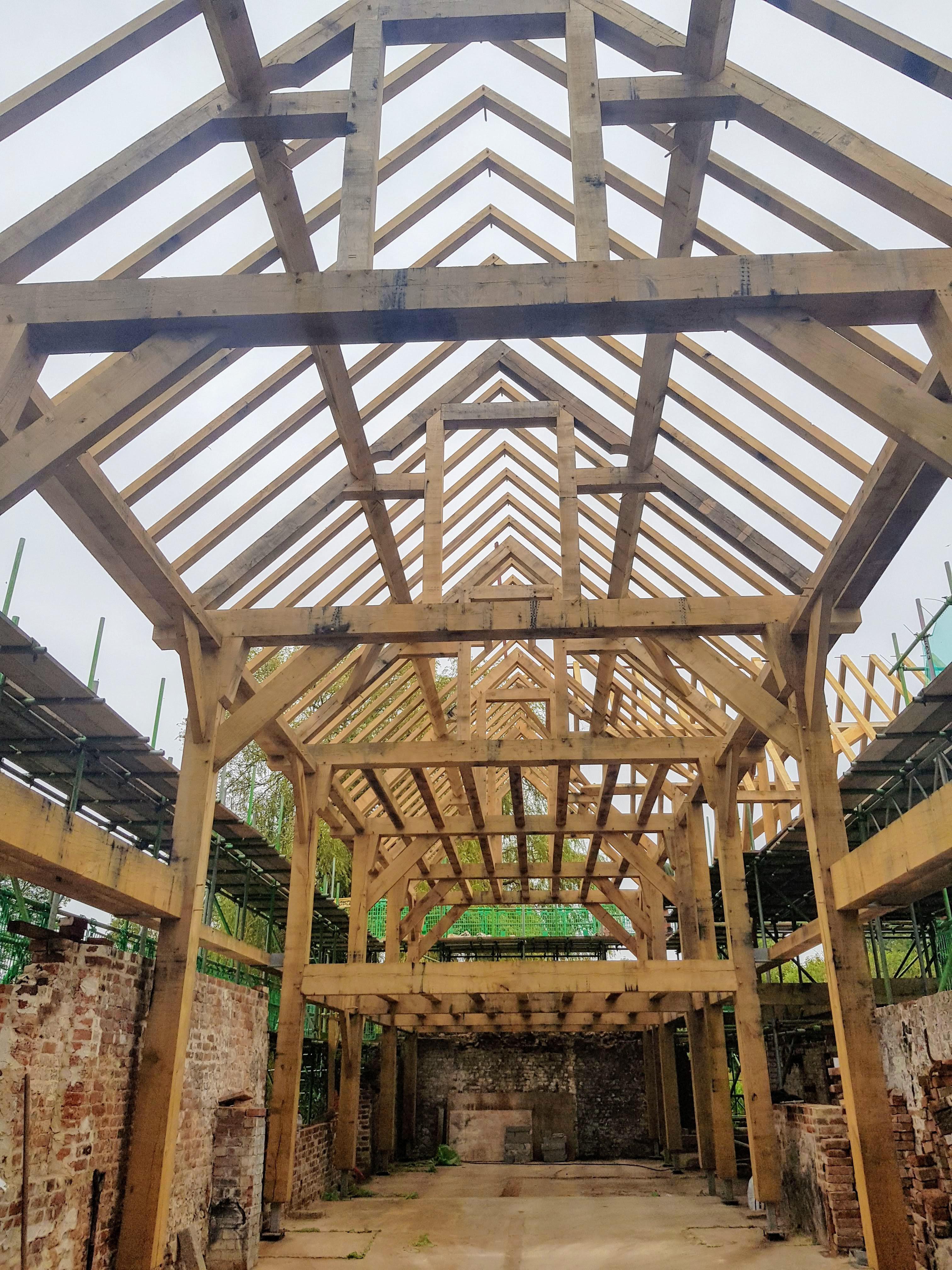 UK green oak timber framing a replica (with a few adjustments) 18th