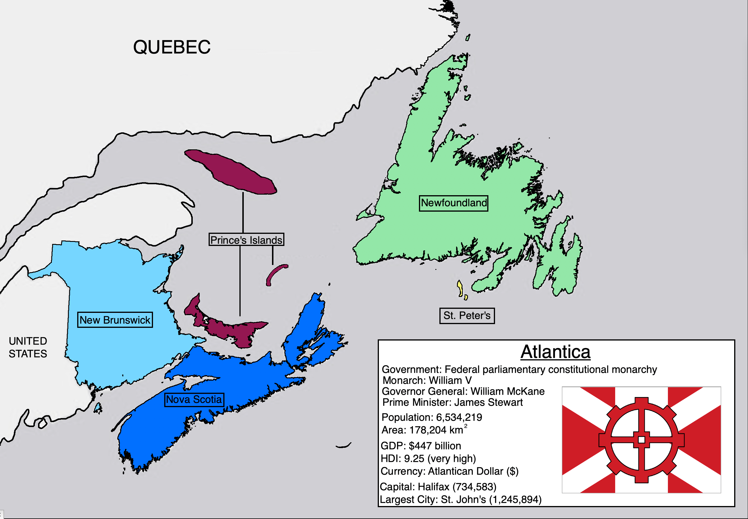 Atlantica in the year 2046, immediately after the annexation of Saint