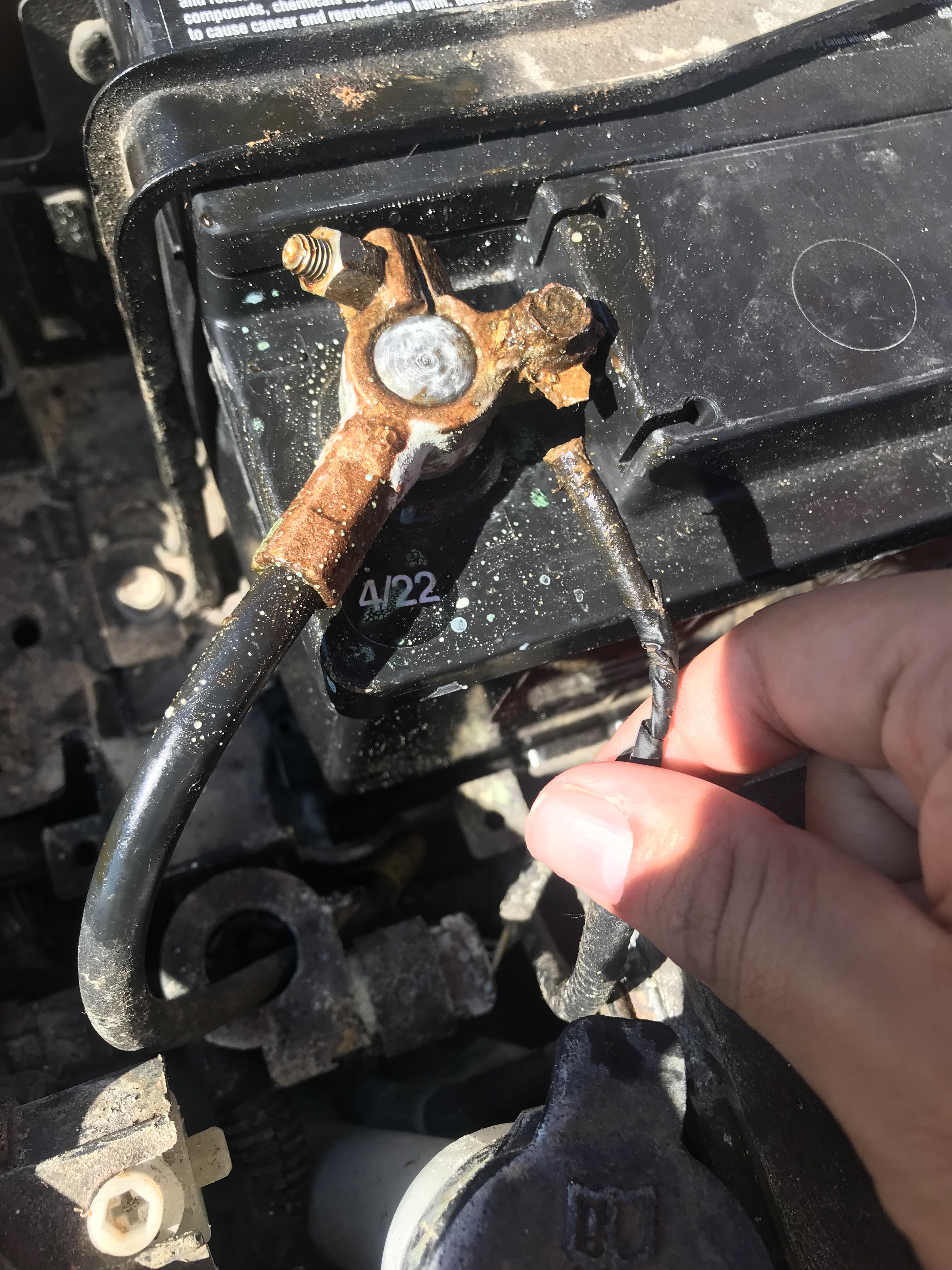 Car battery terminal issues. What is this little chord next to the