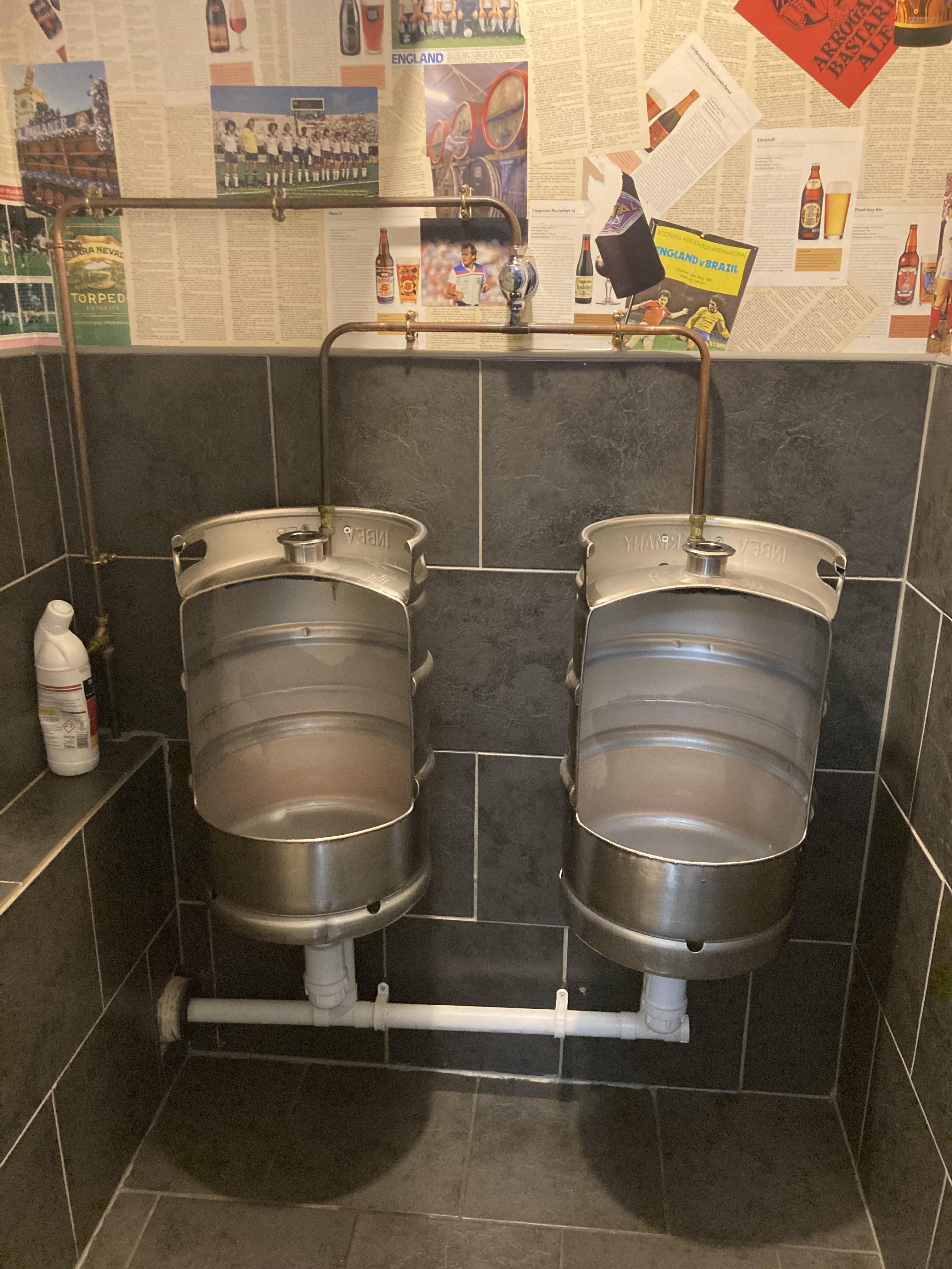 This pub i am in uses old barrels as urinals r/CasualUK