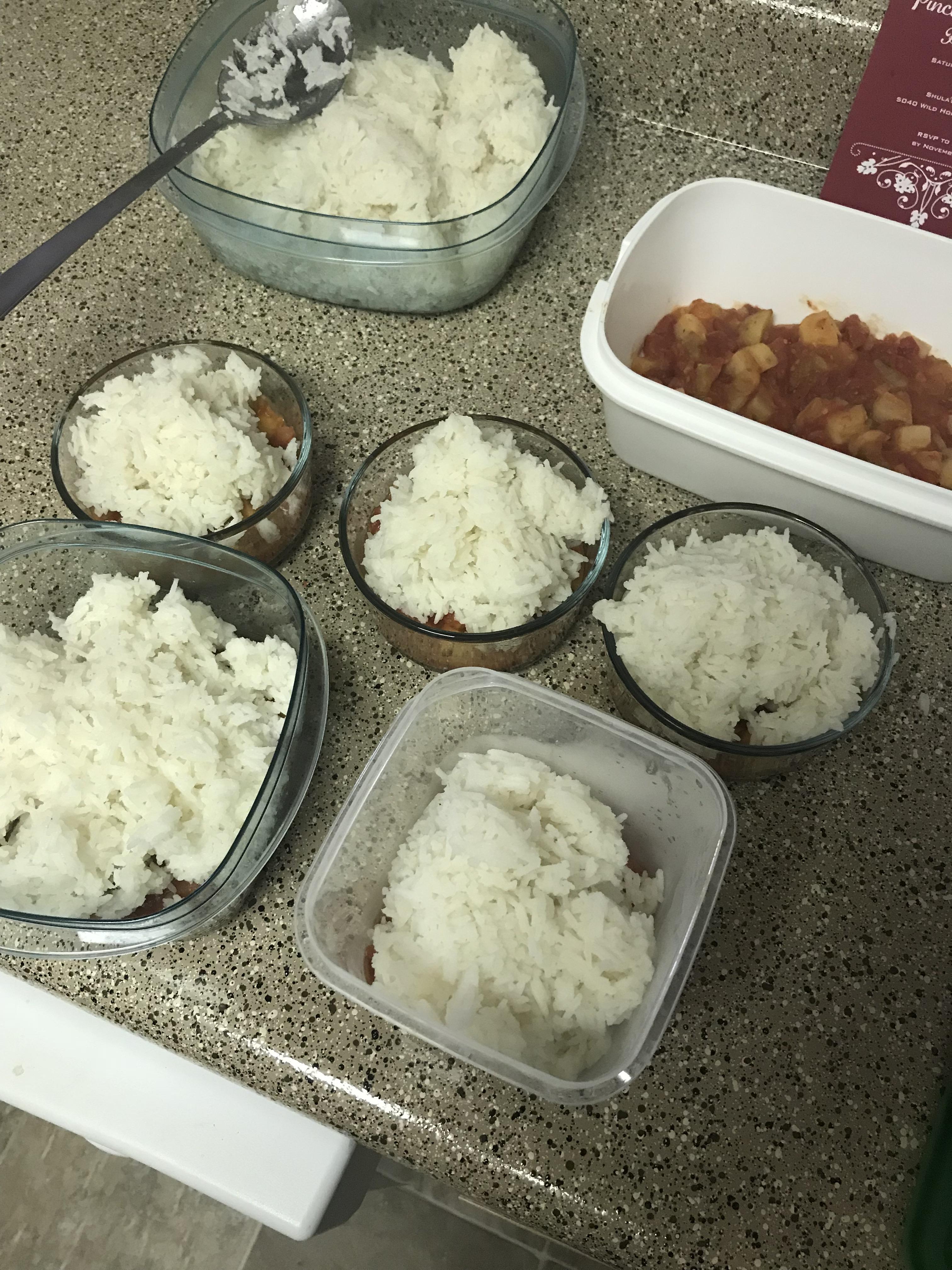 My first meal prep! 1 pot tomato & potato stew with basmati rice. r