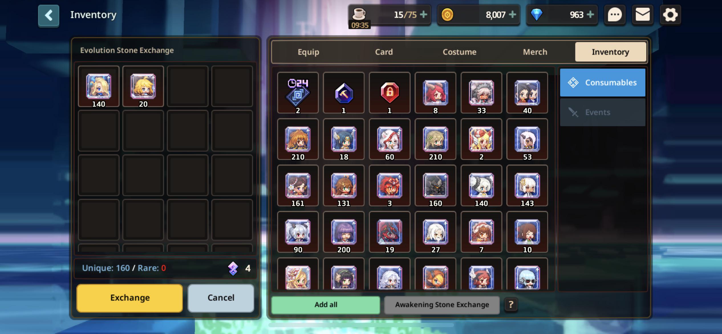 If you have a character that is already fully evolved…you can exchange