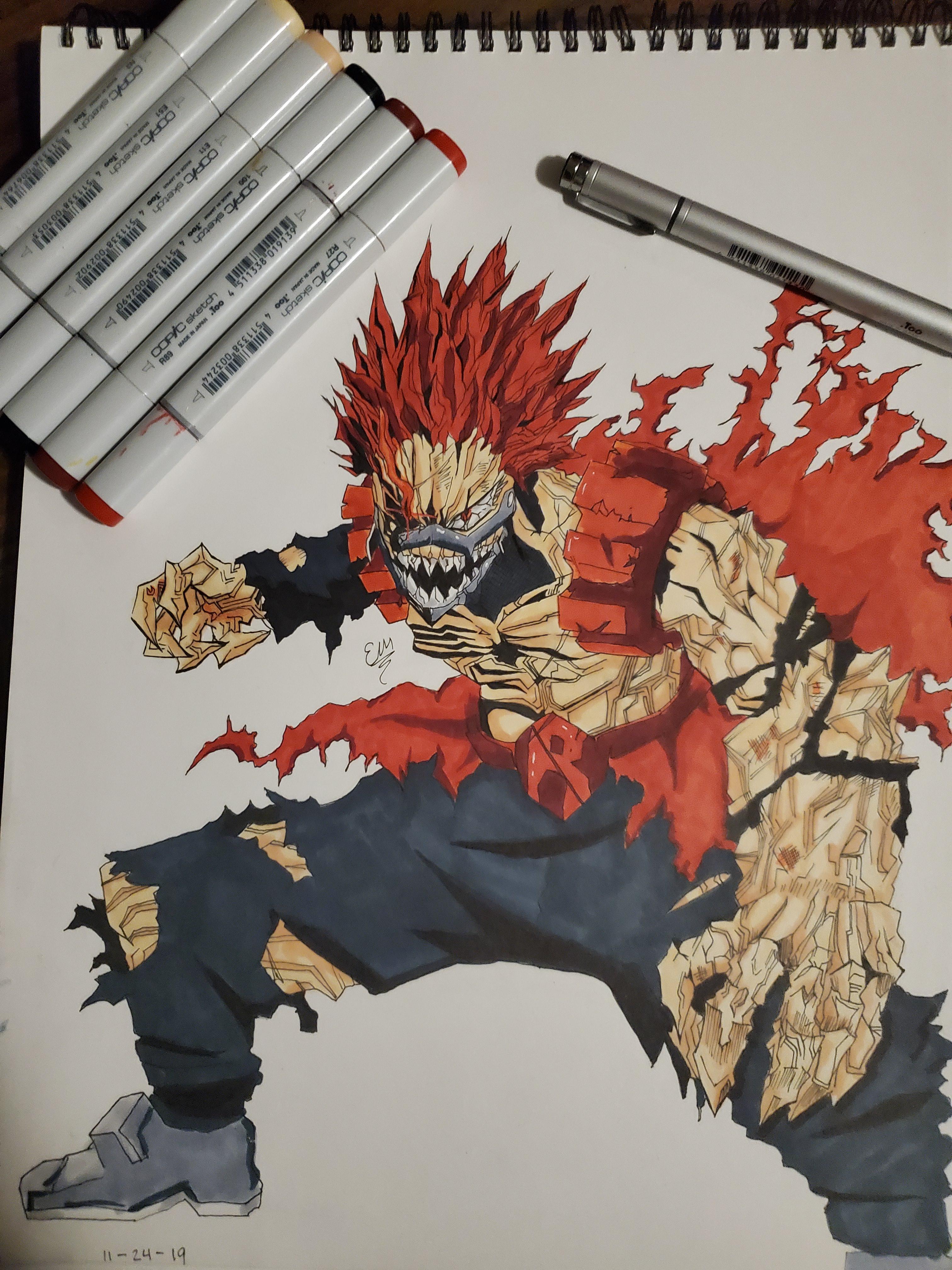 I drew Red Riot Unbreakable, I spent a little over 10 hours this. Credits to Horikoshi for the
