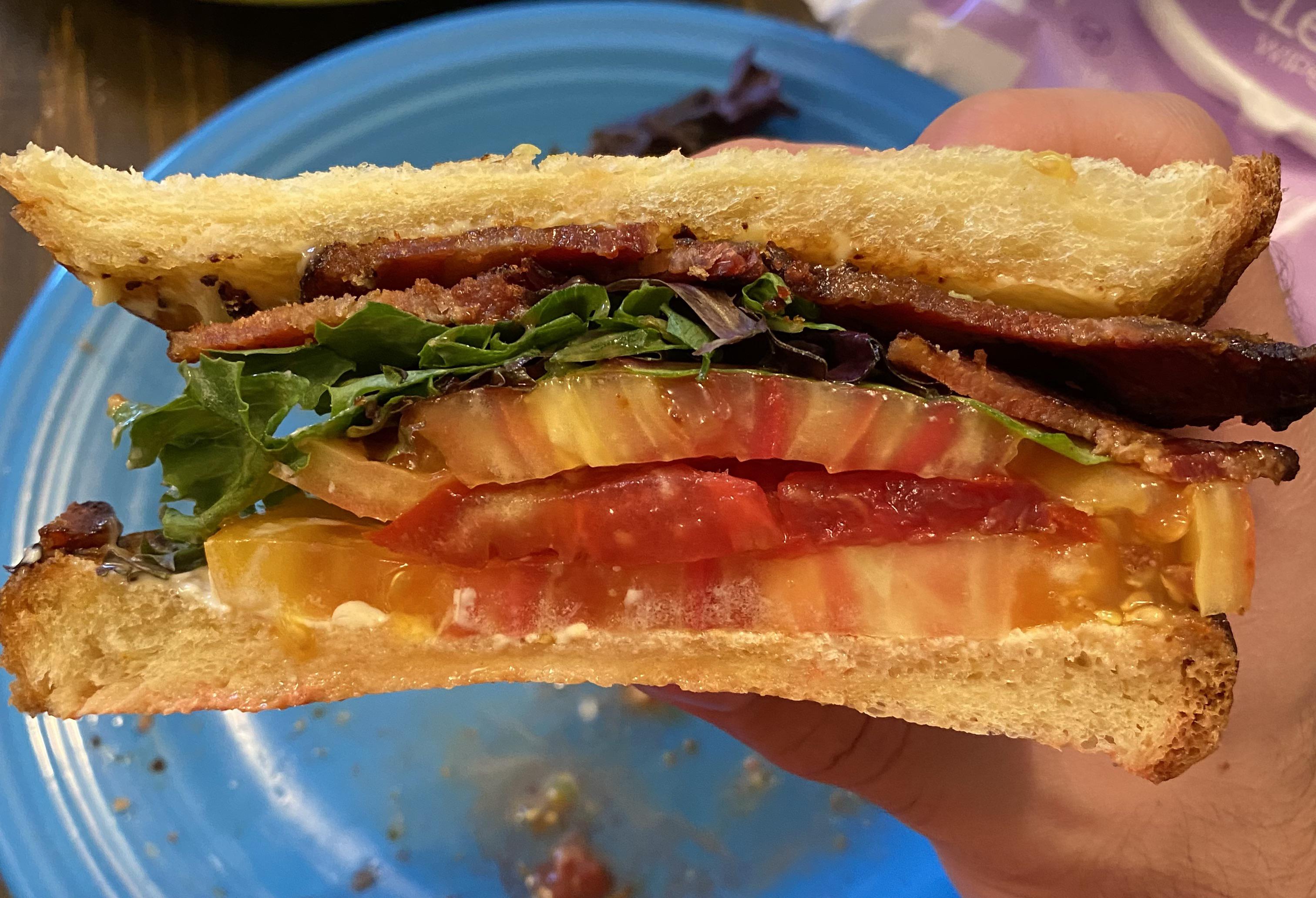BLT with tomatoes and bacon from Pete’s Produce Farm in Westtown. r