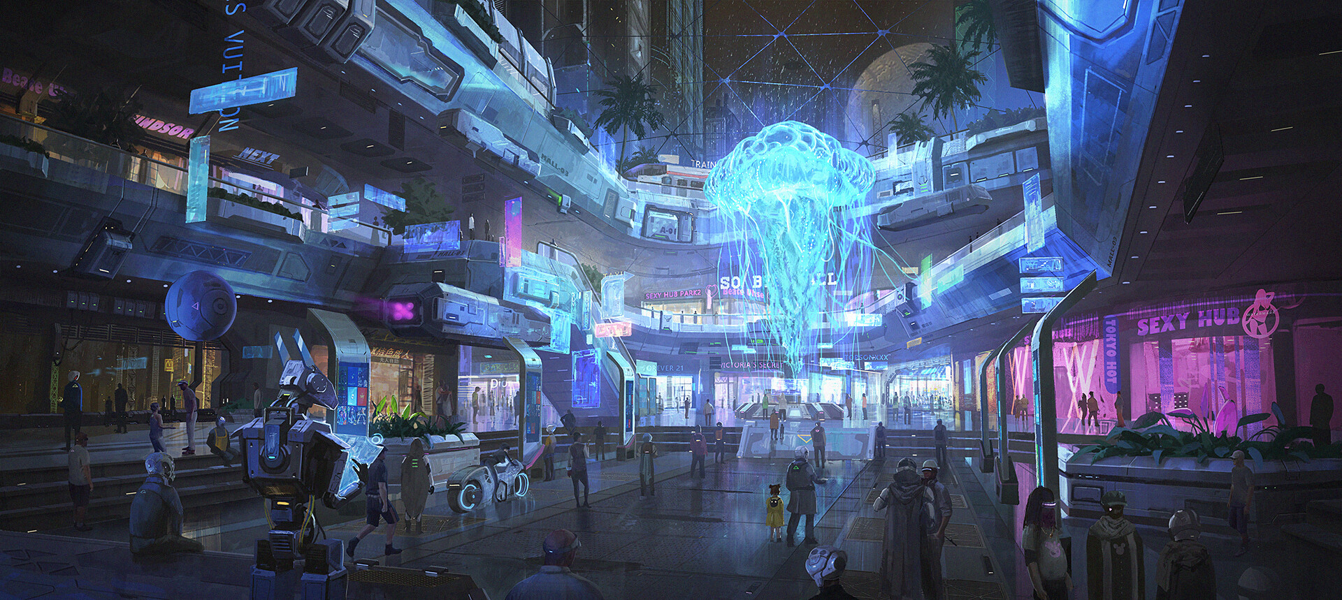 Scifi Mall by artist Cycle Circle ImaginaryFuturism