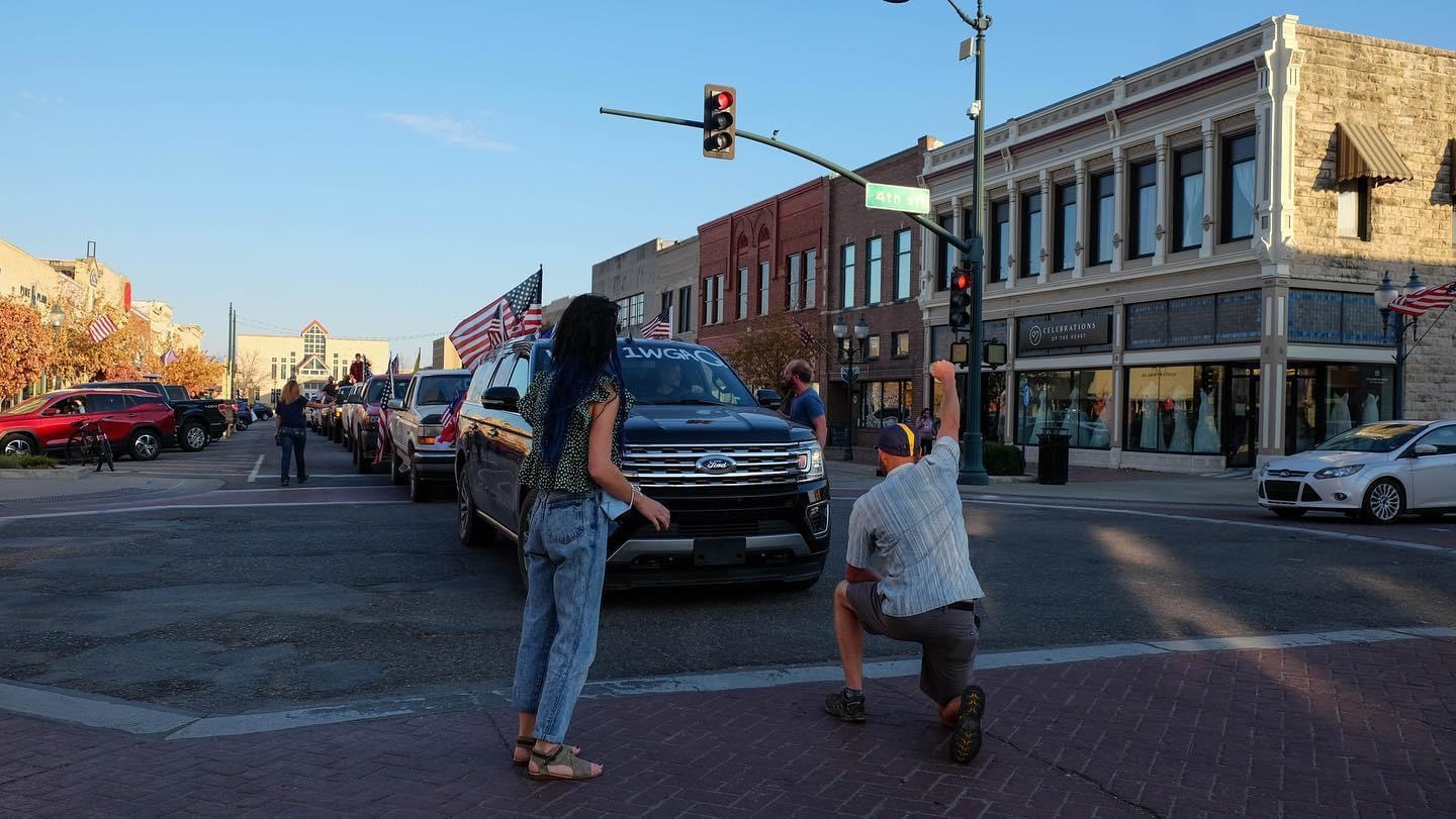 This dude walked out of a brewery today to stand up to the Trump train