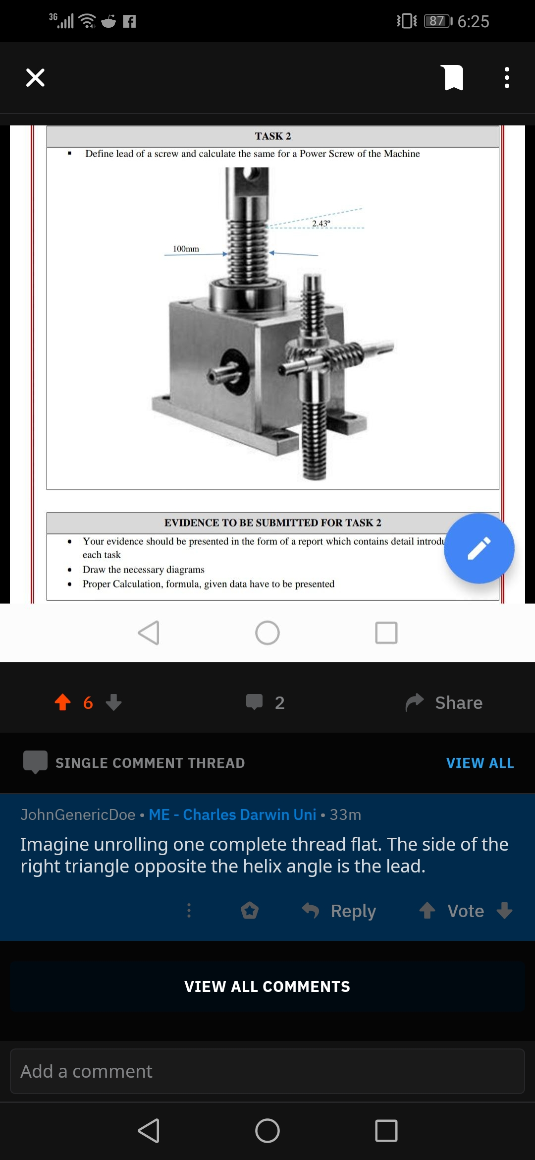 [A Levels, Engineering, Lead of a Screw] I need a lil help or hint on