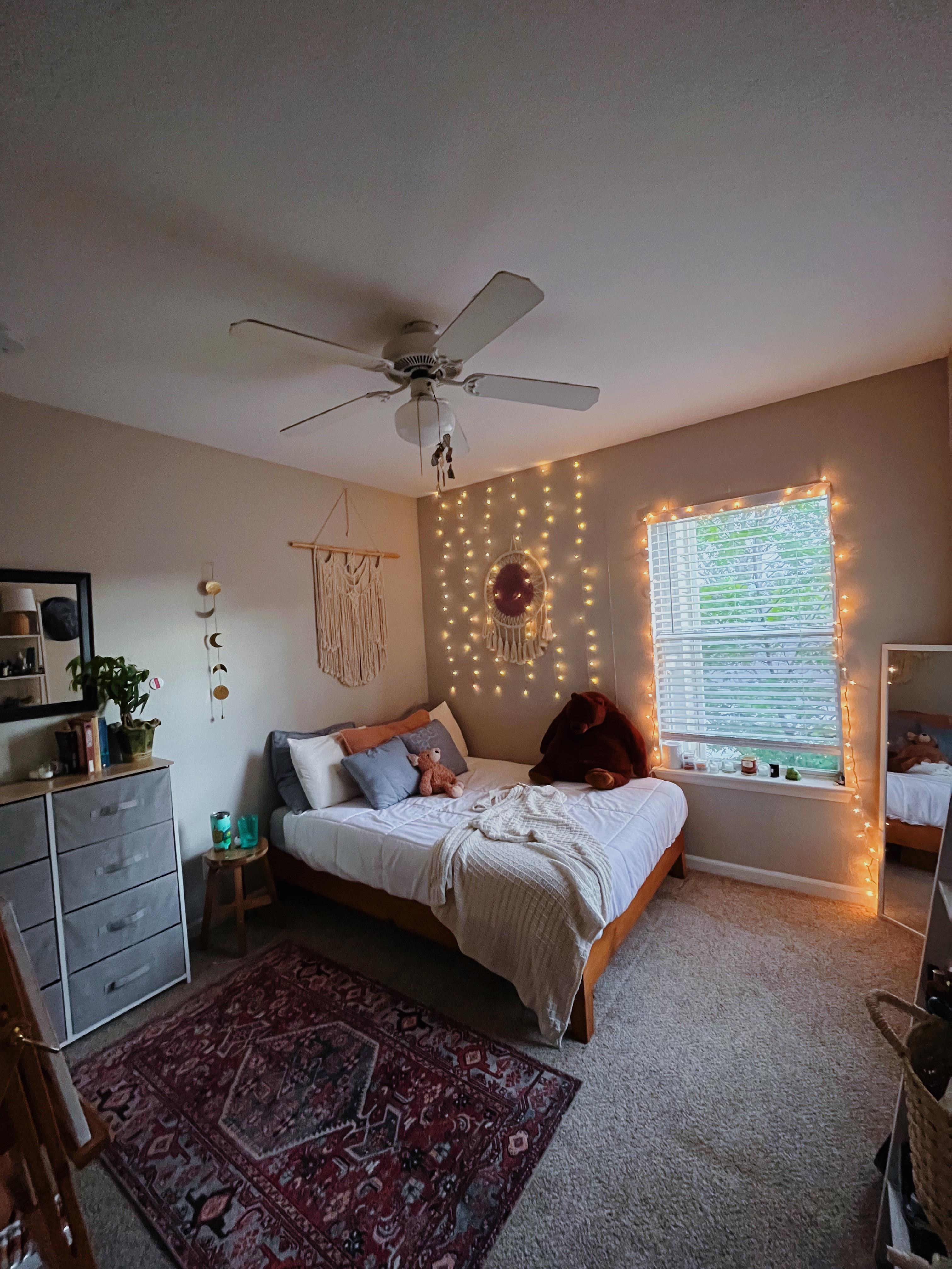 My bedroom so far. Suggestions on what I can add/change? r