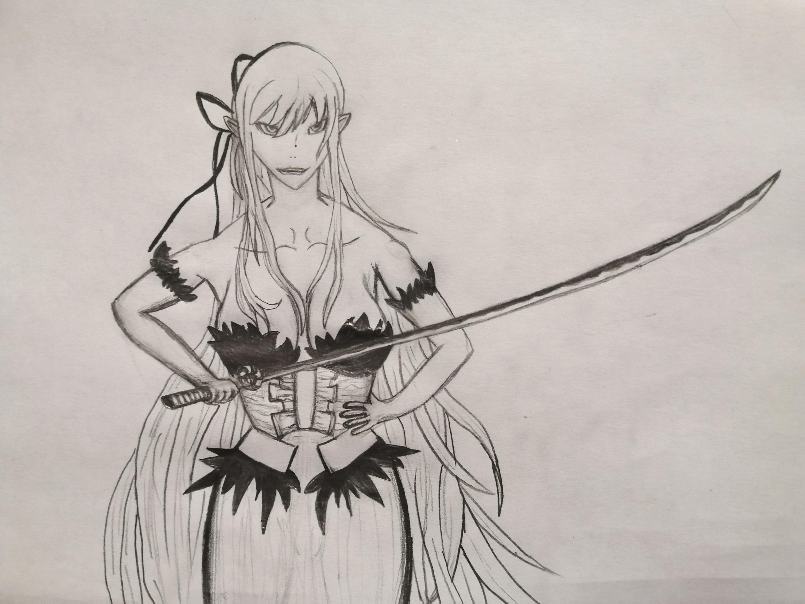 I tried to draw Kiss Shot from monogatari 😑 her hands and