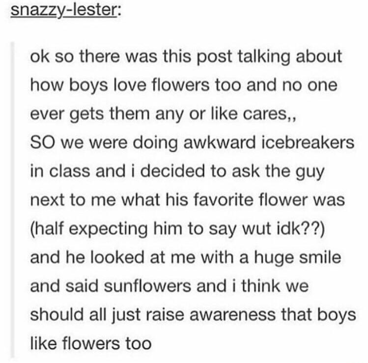 Boys can like flowers too r/RoleReversal