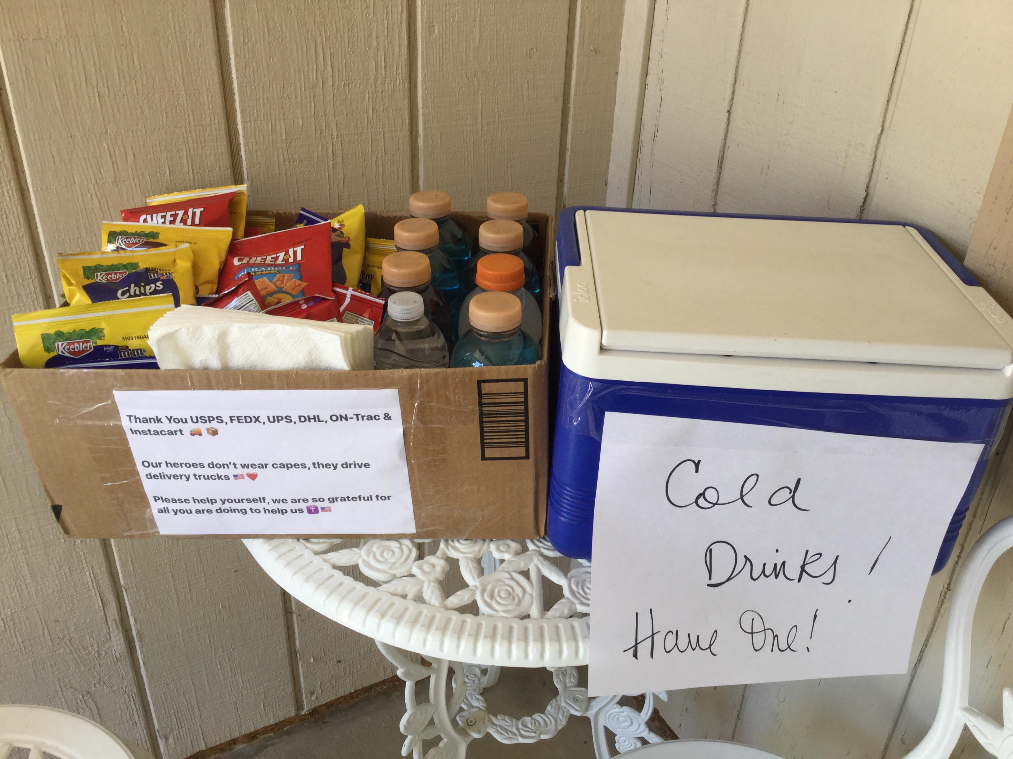 Updated photo. Cold drinks and snacks added. We are truly grateful