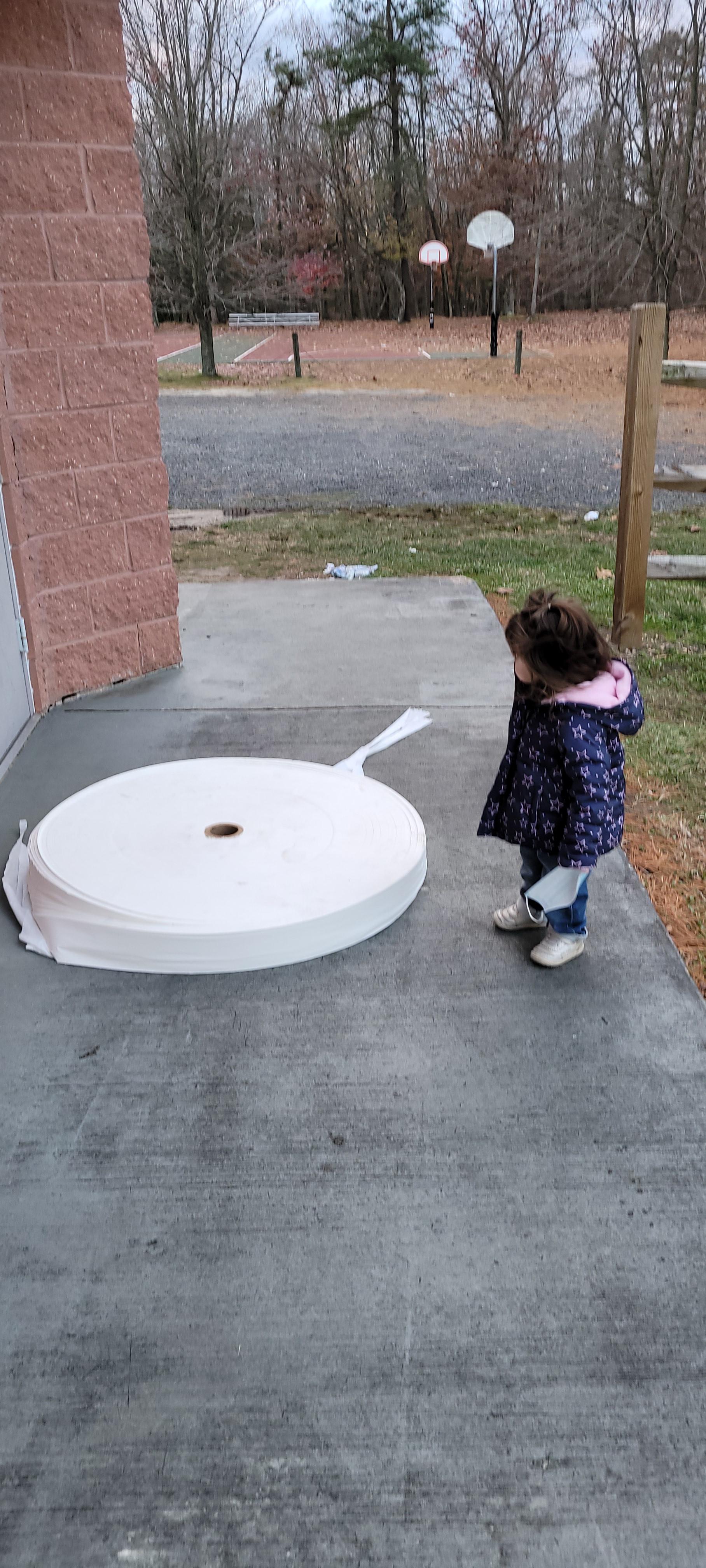 World's biggest toilet paper. Toddler for scale r/pics