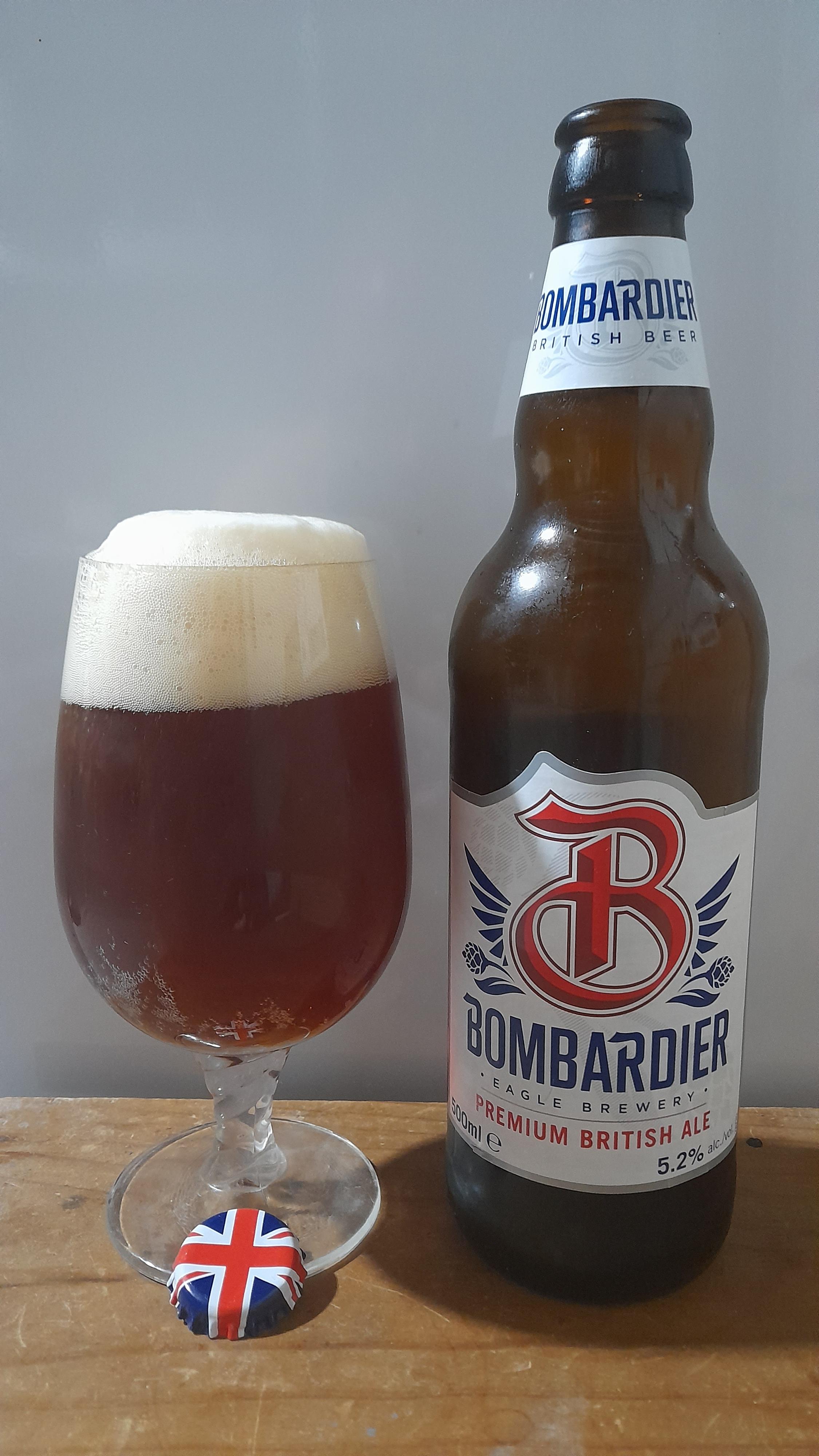 Bombardier Amber Beer/Premium British Ale (Glorious English Ale). Eagle