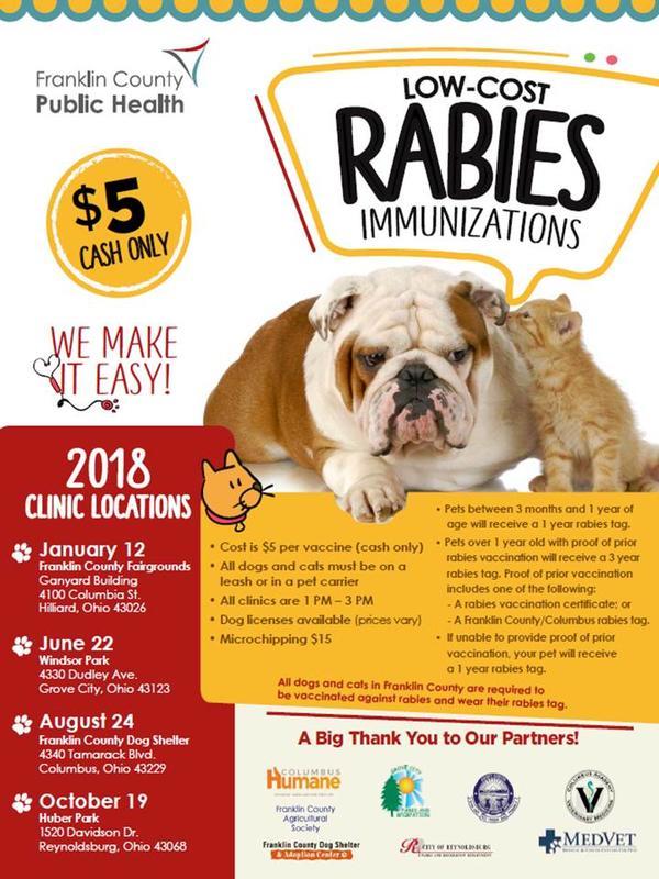 5 Rabies & 15 Microchipping Clinic October 19th Columbus