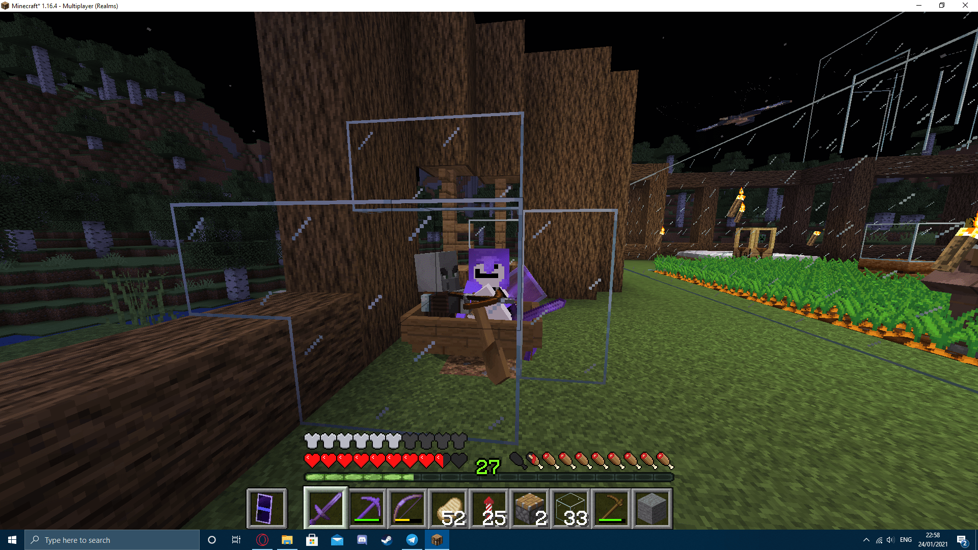 Found out that mobs with ranged weapons can't kill you in boats, so time to make a friendly