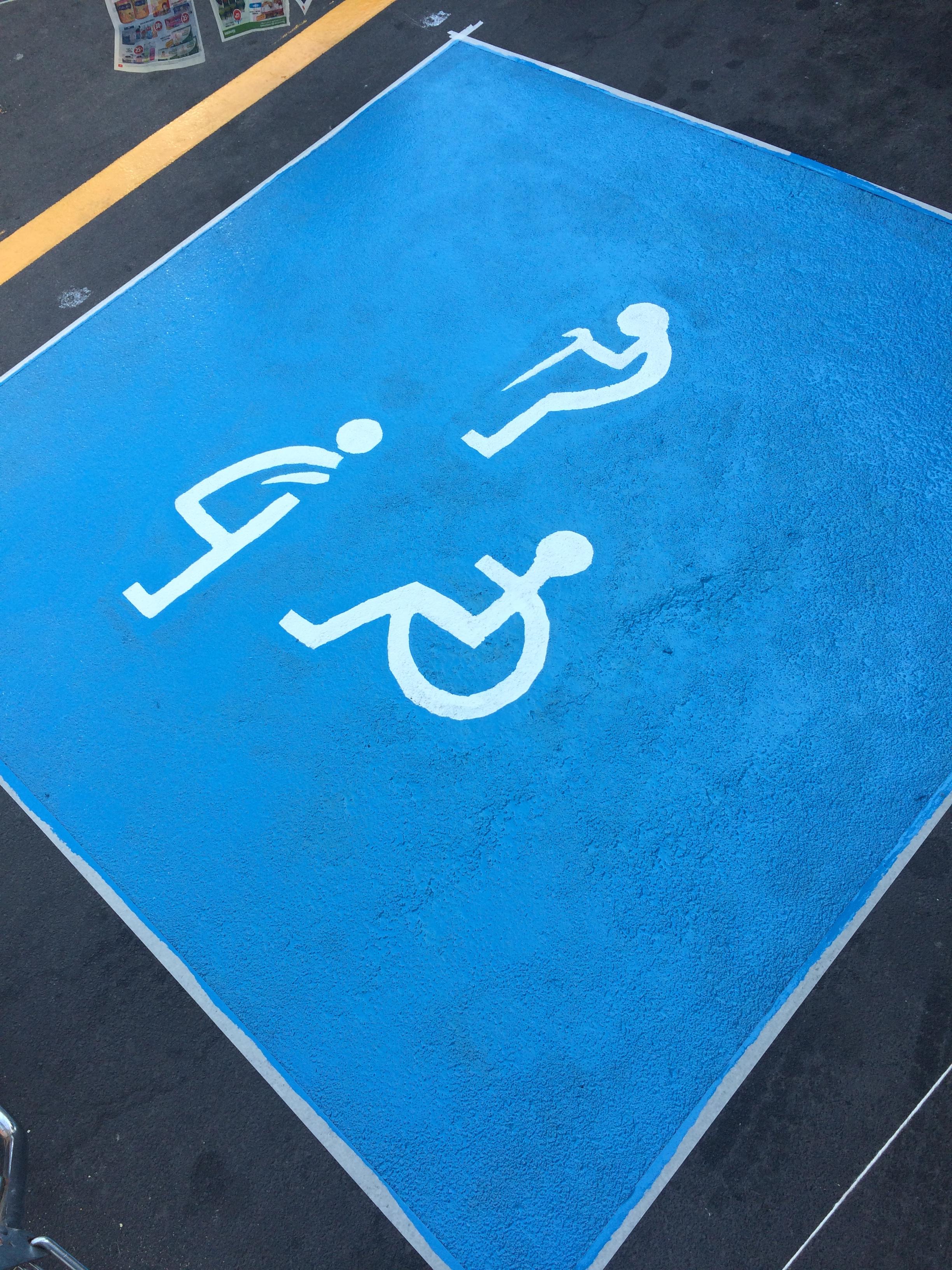 This handicap parking spot is also for pregnant women and old people