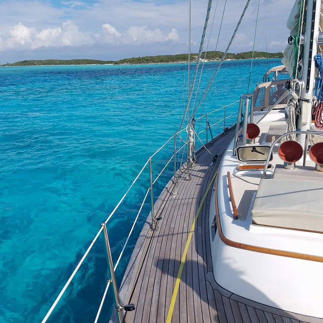 Enjoying that Exuma blue at Norman's Cay, 2017 r/sailing