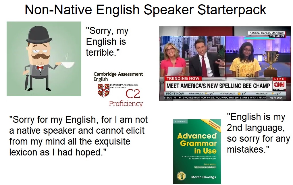 NonNative English Speaker on Reddit starterpack r/starterpacks