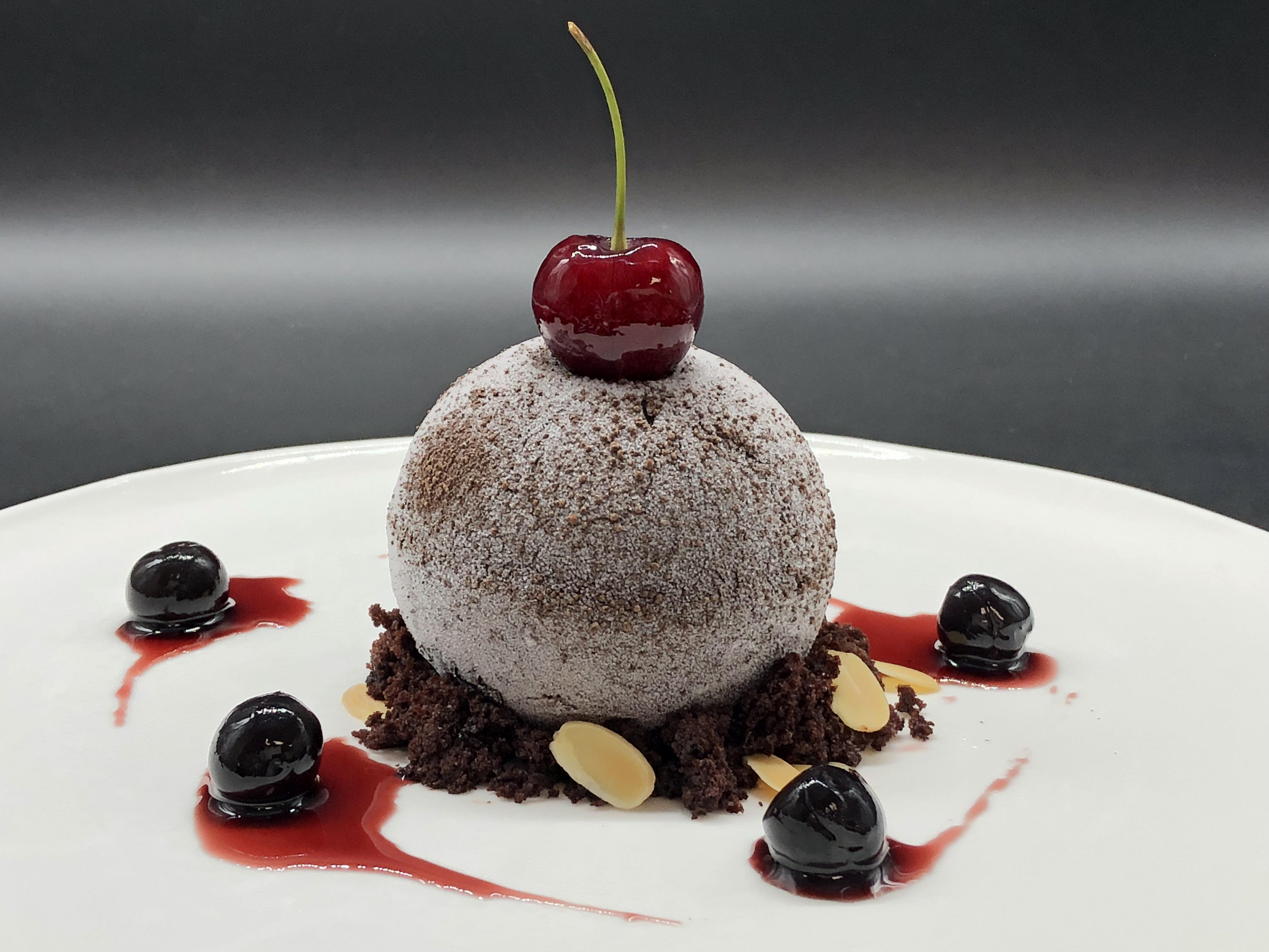 Black Forest Bombe, chocolate cake, cherry ice cream, Kirsch, mousse