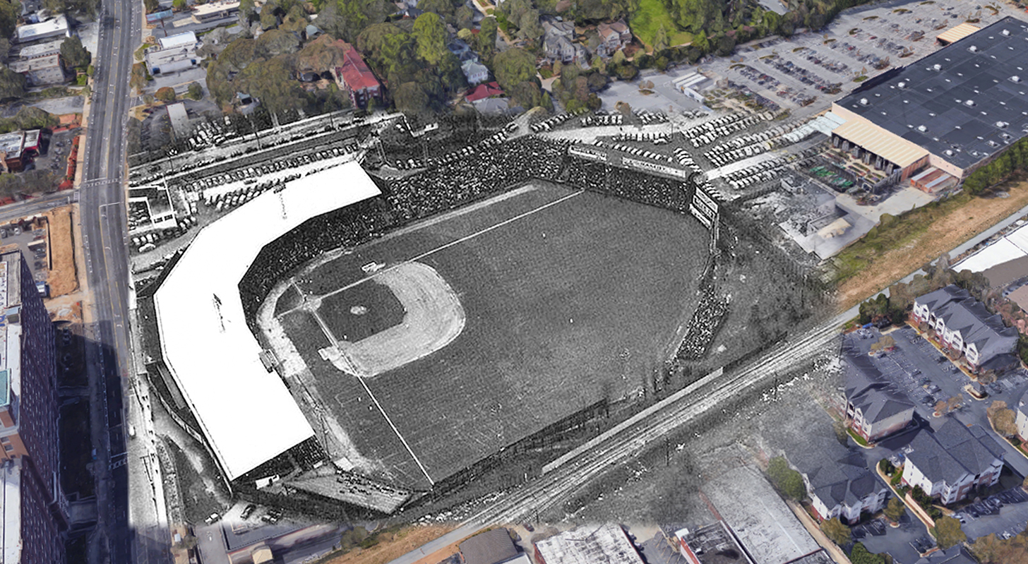 The old Ponce De Leon Baseball Park vs. now r/Atlanta